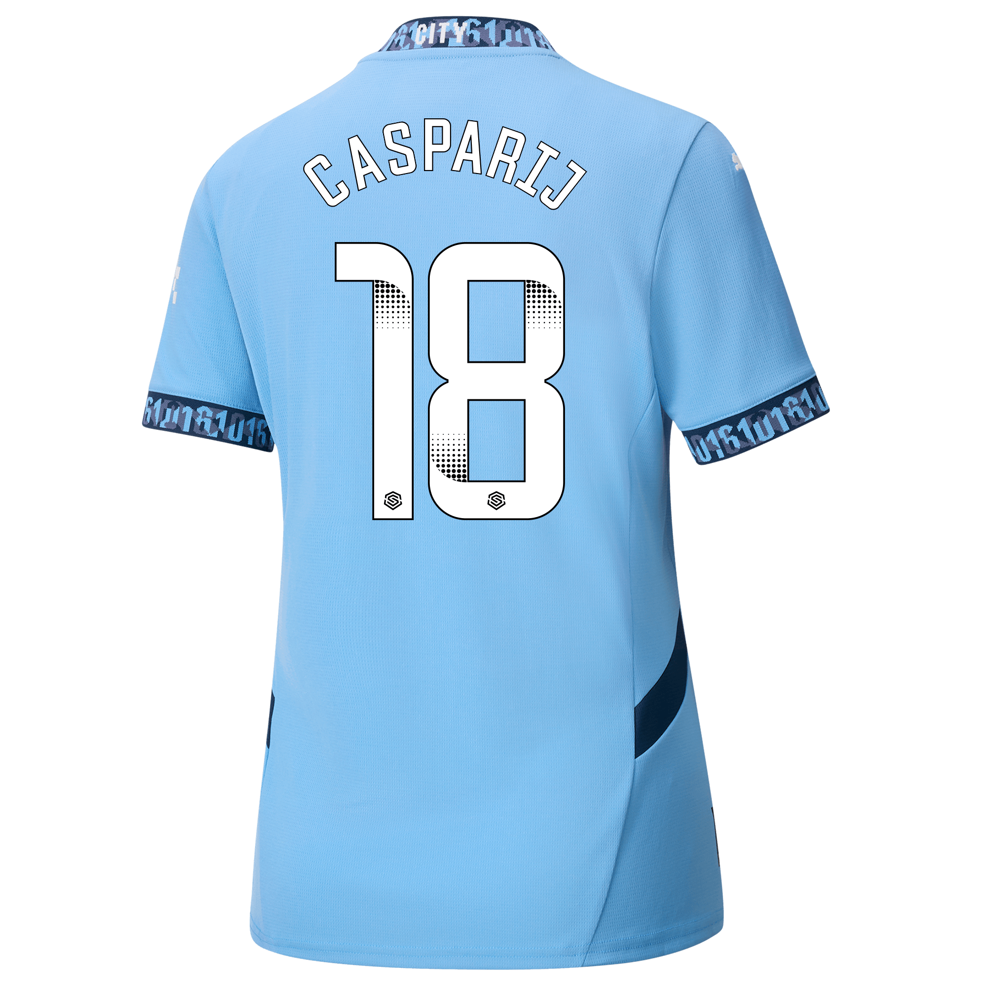damen manchester city heimtrikot teamlightblue 202425 mit casparij 18 aufdruck | Offizieller Manchester City Store