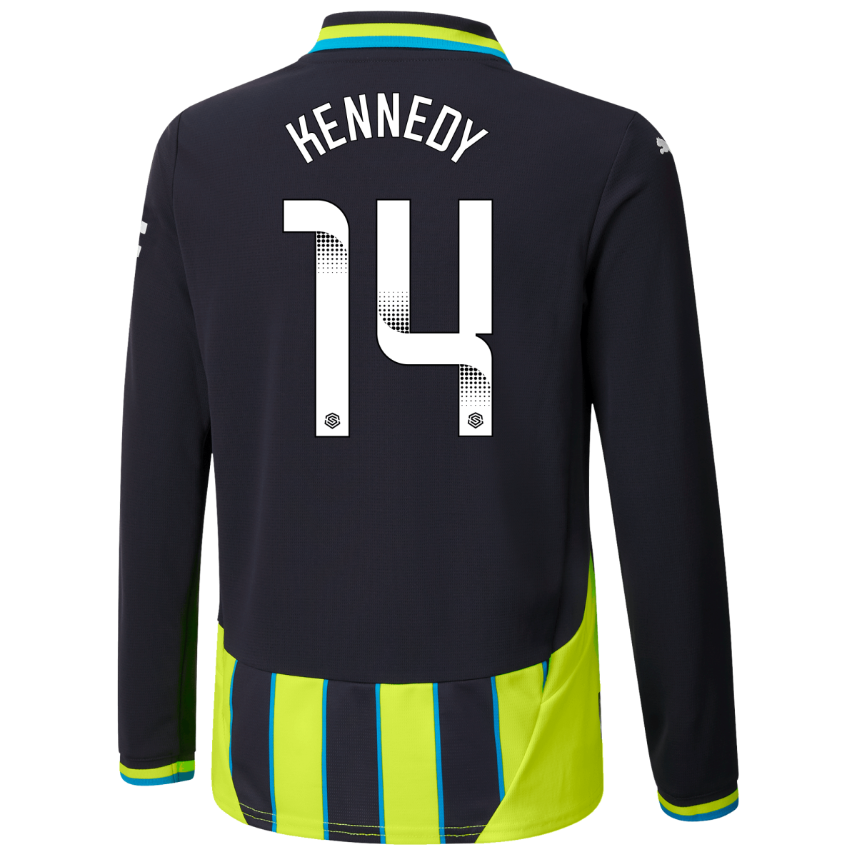kids manchester city award jersey newnavy 202425 long sleeve with kennedy 14 printing | Offizieller Manchester City Store