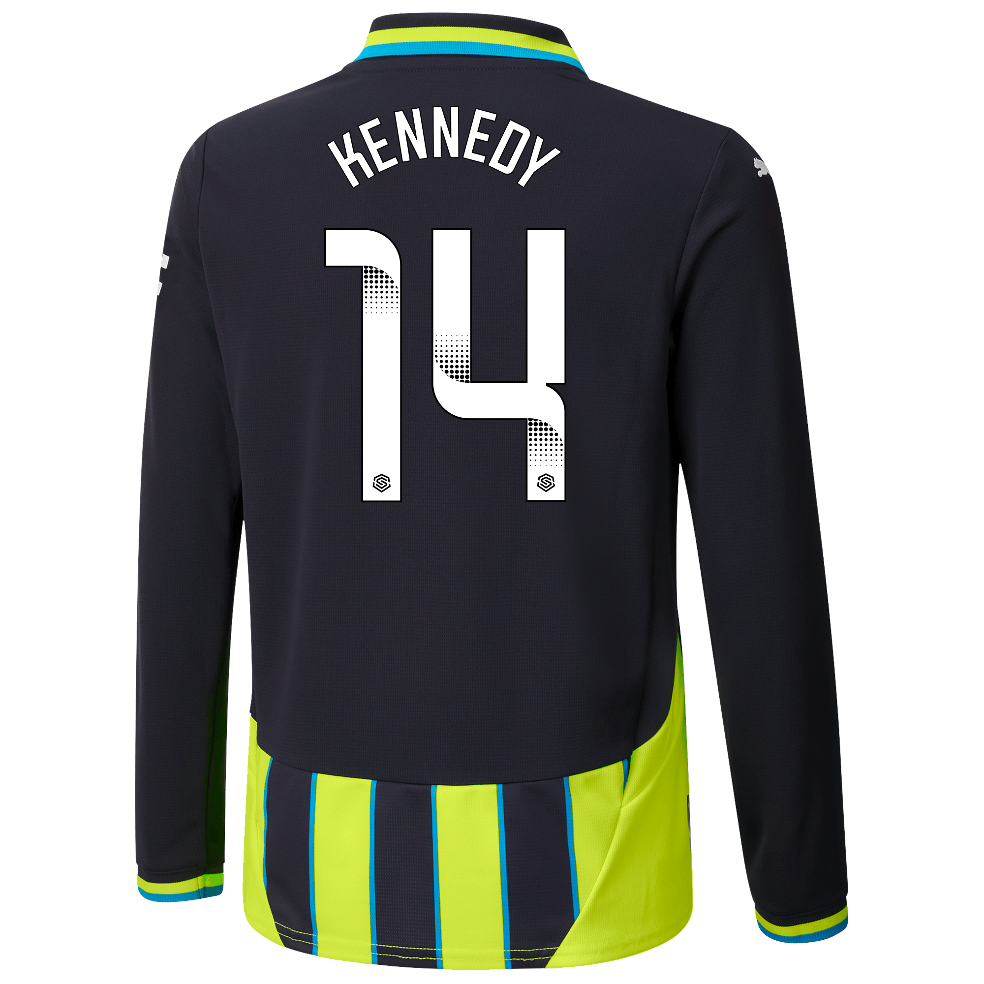 kids manchester city award jersey newnavy 202425 long sleeve with kennedy 14 printing | Offizieller Manchester City Store