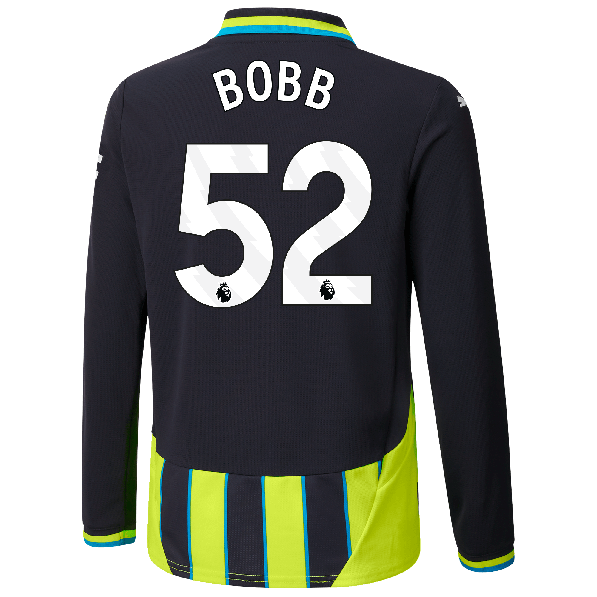 kids manchester city away jersey 202425 long sleeve with bobb 52 printing | Offizieller Manchester City Store