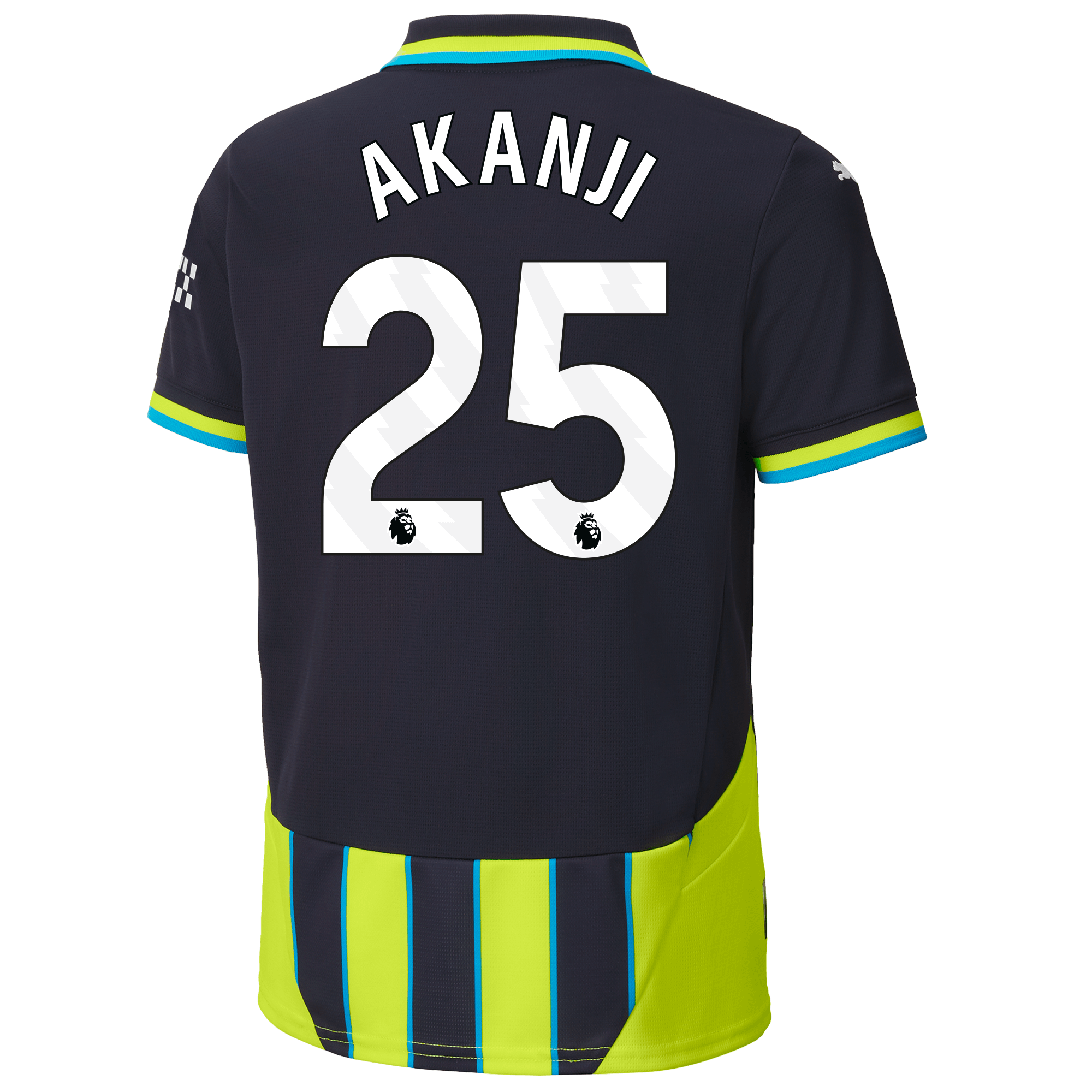 kids manchester city away jersey 202425 with akanji 25 printing | Offizieller Manchester City Store