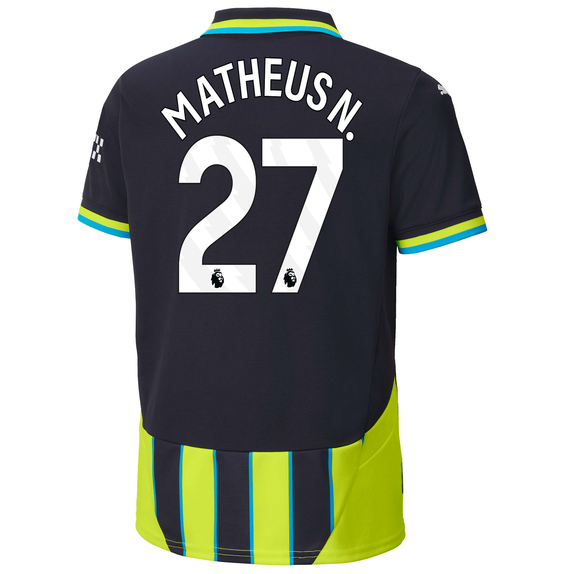 kids manchester city away jersey 202425 with matheus n. 27 printing | Offizieller Manchester City Store