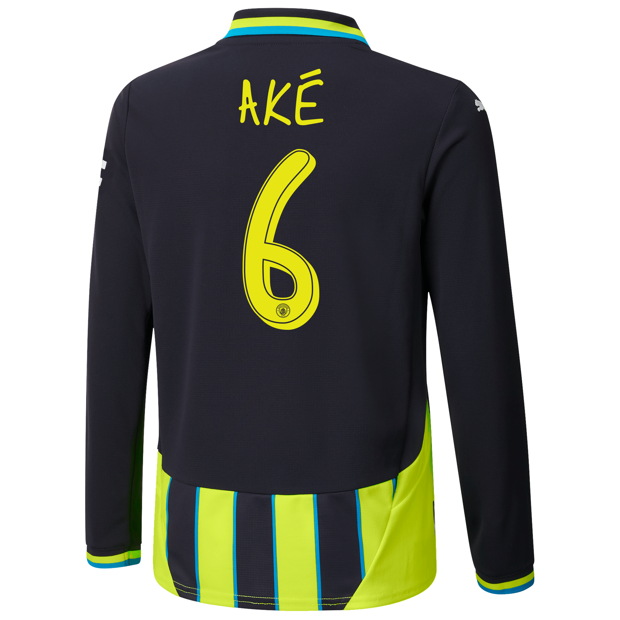 kids manchester city away jersey newnavy 202425 long sleeve with akÉ 6 printing | Offizieller Manchester City Store