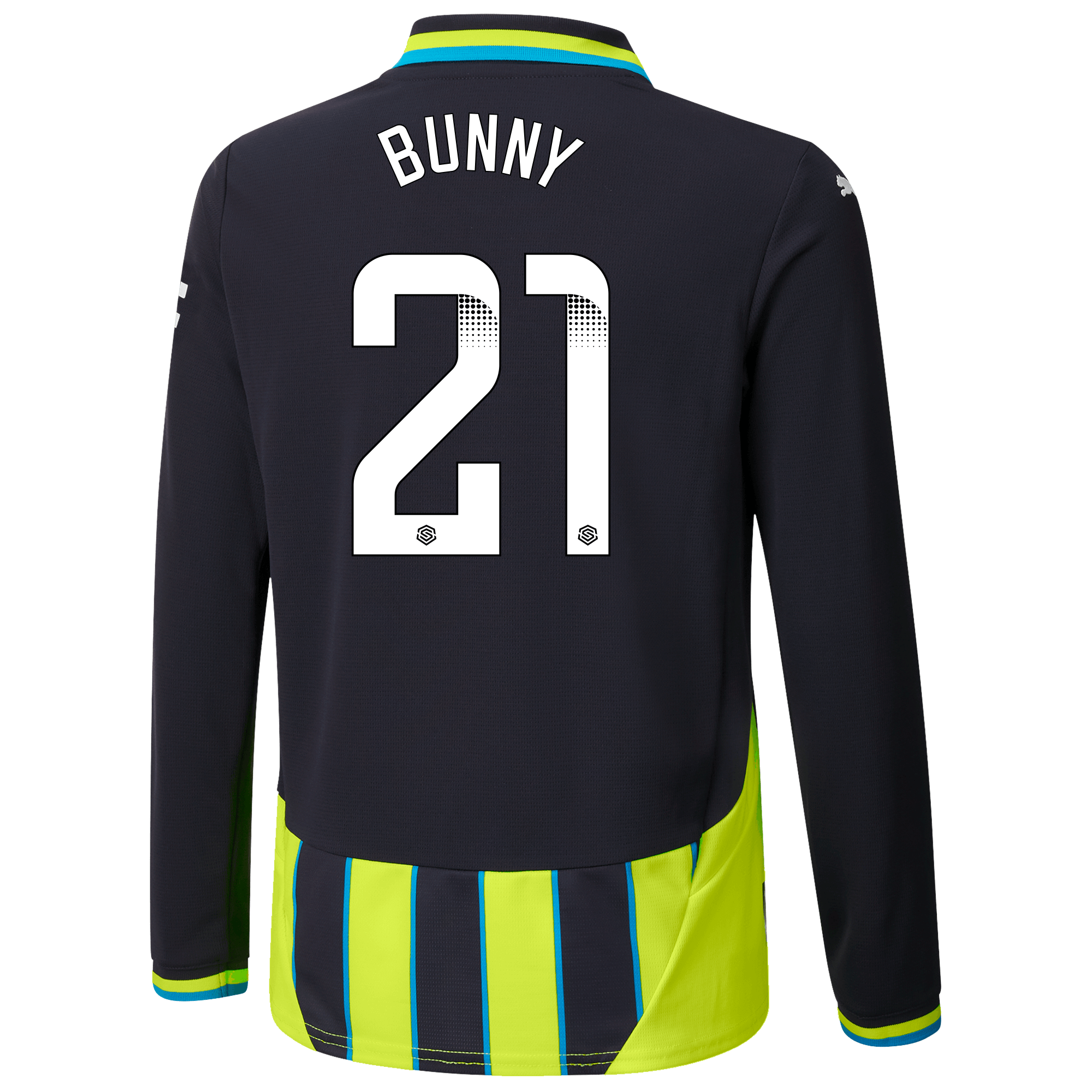 kids manchester city away jersey newnavy 202425 long sleeve with bunny 21 printing | Offizieller Manchester City Store