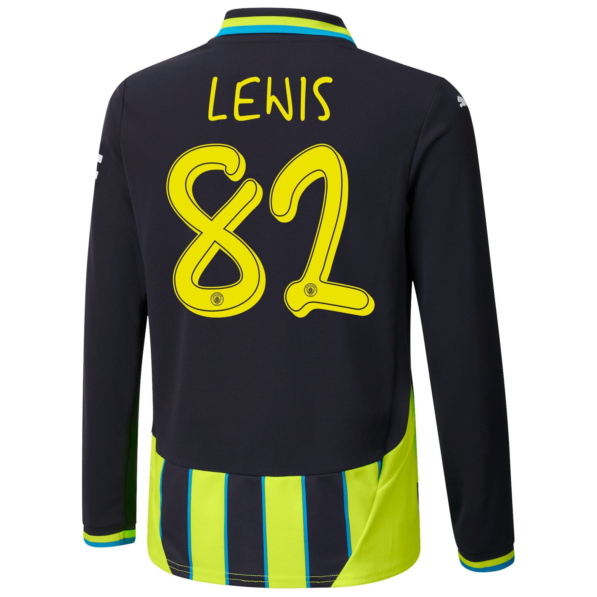kids manchester city away jersey newnavy 202425 long sleeve with lewis 82 printing | Offizieller Manchester City Store