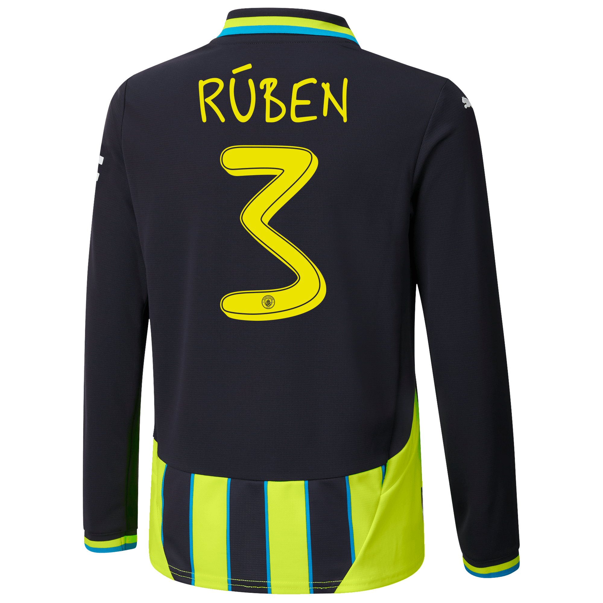 kids manchester city away jersey newnavy 202425 long sleeve with rÚben 3 printing | Offizieller Manchester City Store