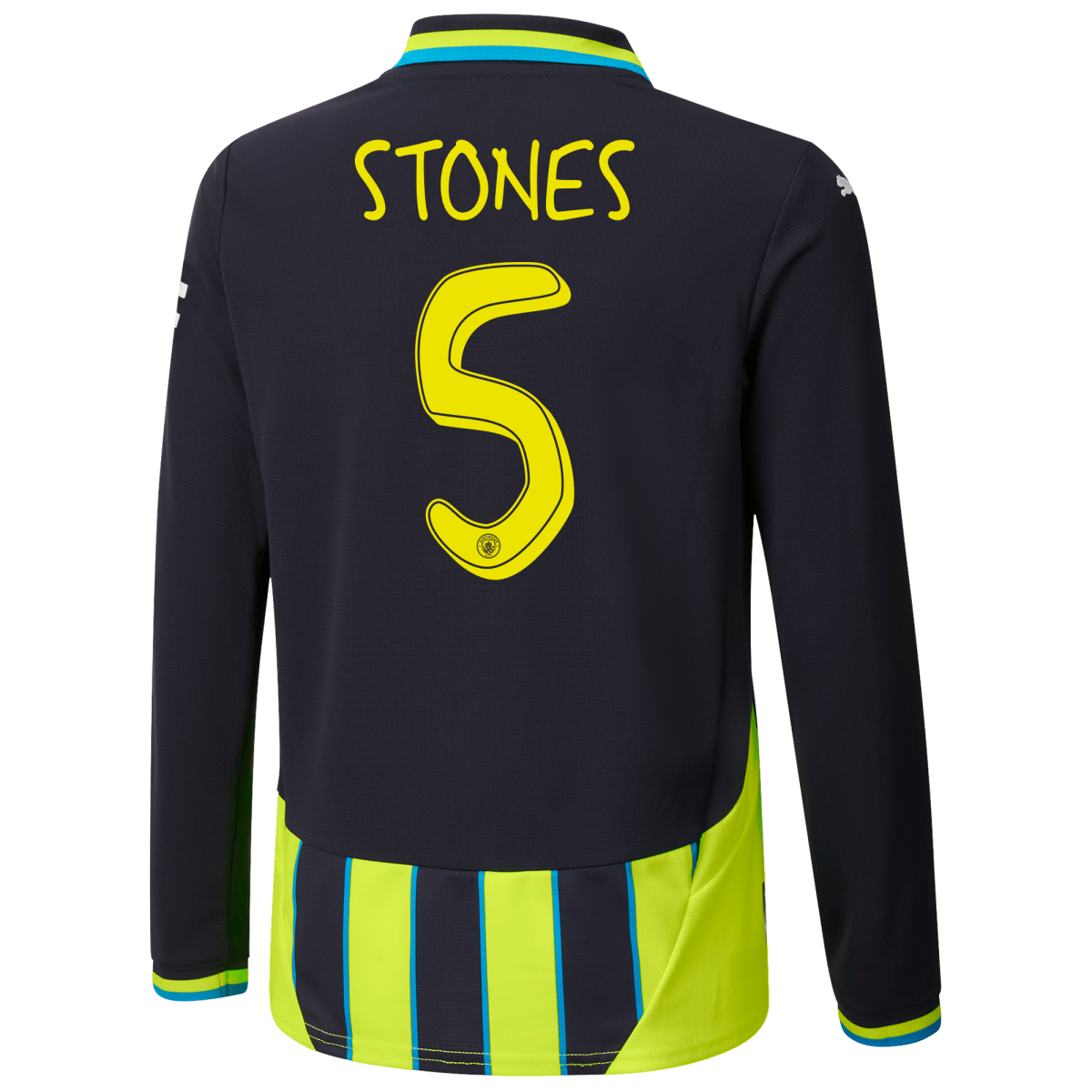 kids manchester city away jersey newnavy 202425 long sleeve with stones 5 printing | Offizieller Manchester City Store