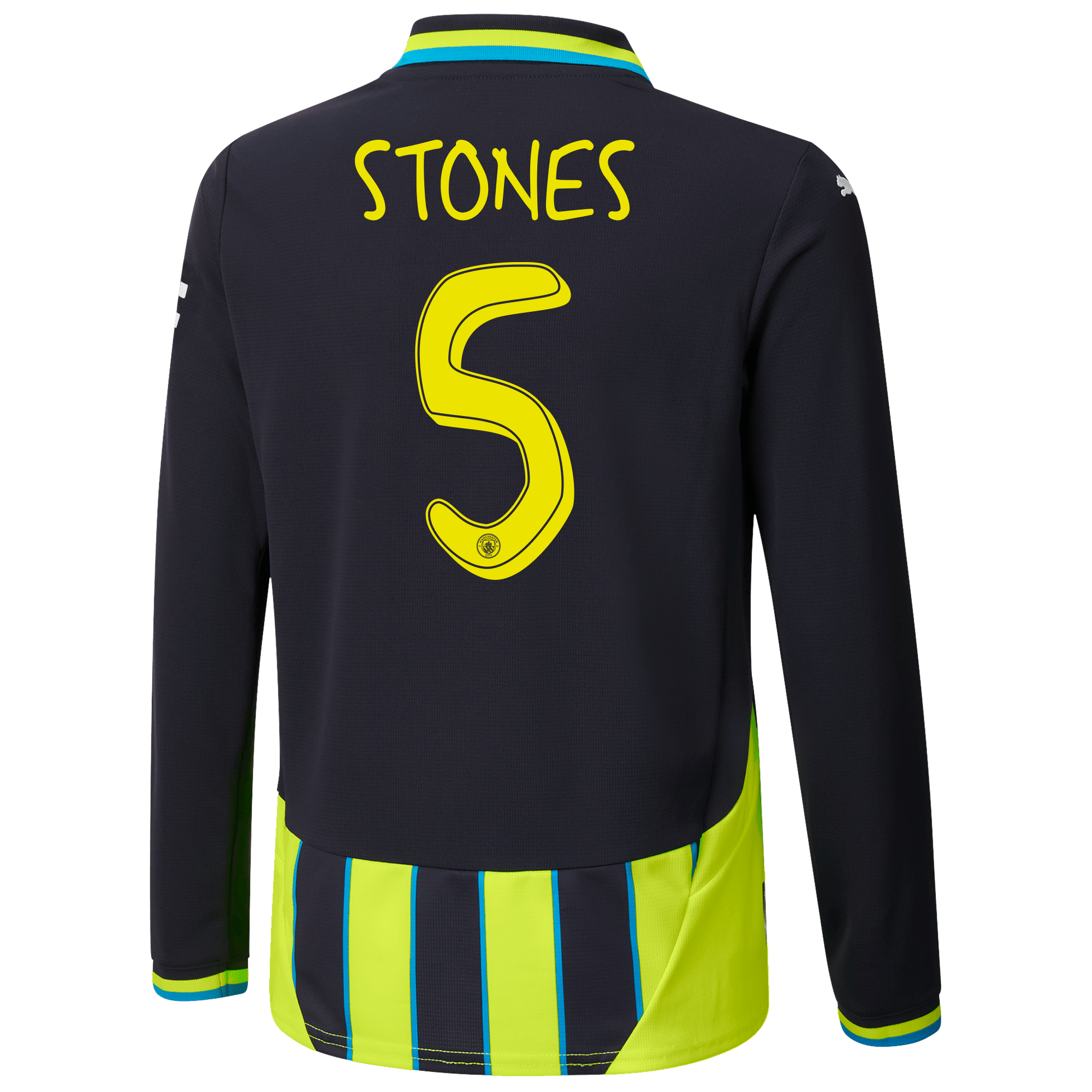 kids manchester city away jersey newnavy 202425 long sleeve with stones 5 printing | Offizieller Manchester City Store