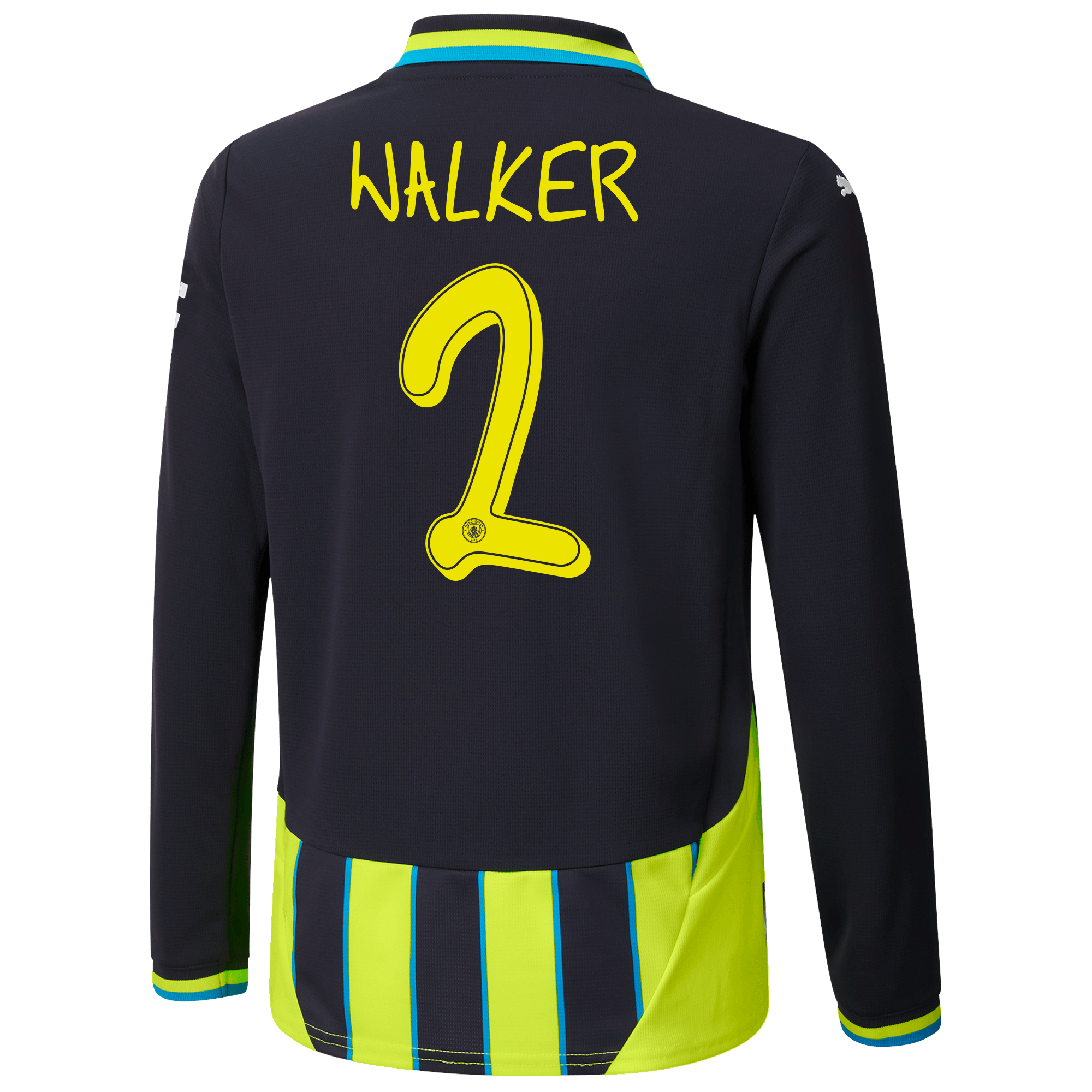 kids manchester city away jersey newnavy 202425 long sleeve with walker 2 printing | Offizieller Manchester City Store