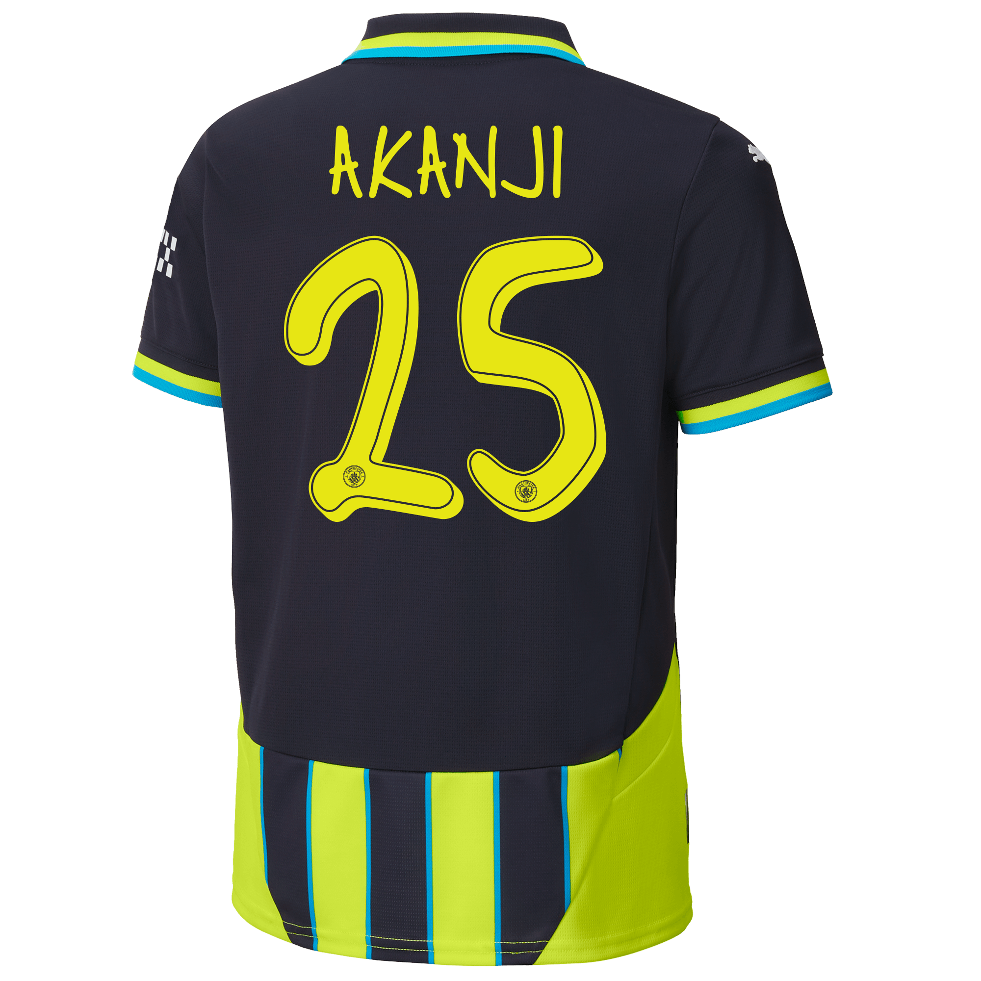 kids manchester city away jersey newnavy 202425 with akanji 25 printing | Offizieller Manchester City Store