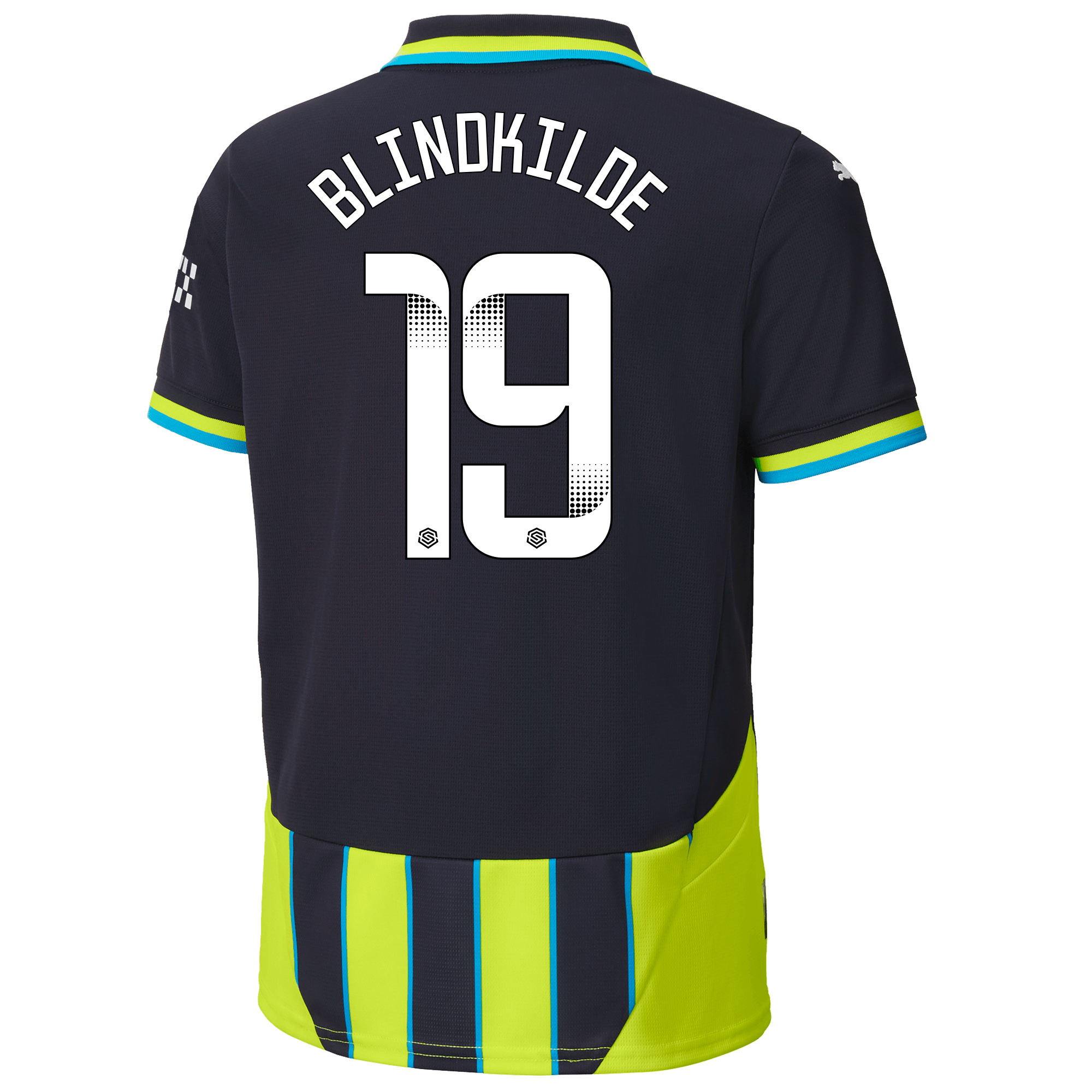 kids manchester city away jersey newnavy 202425 with blindkilde 19 printing | Offizieller Manchester City Store