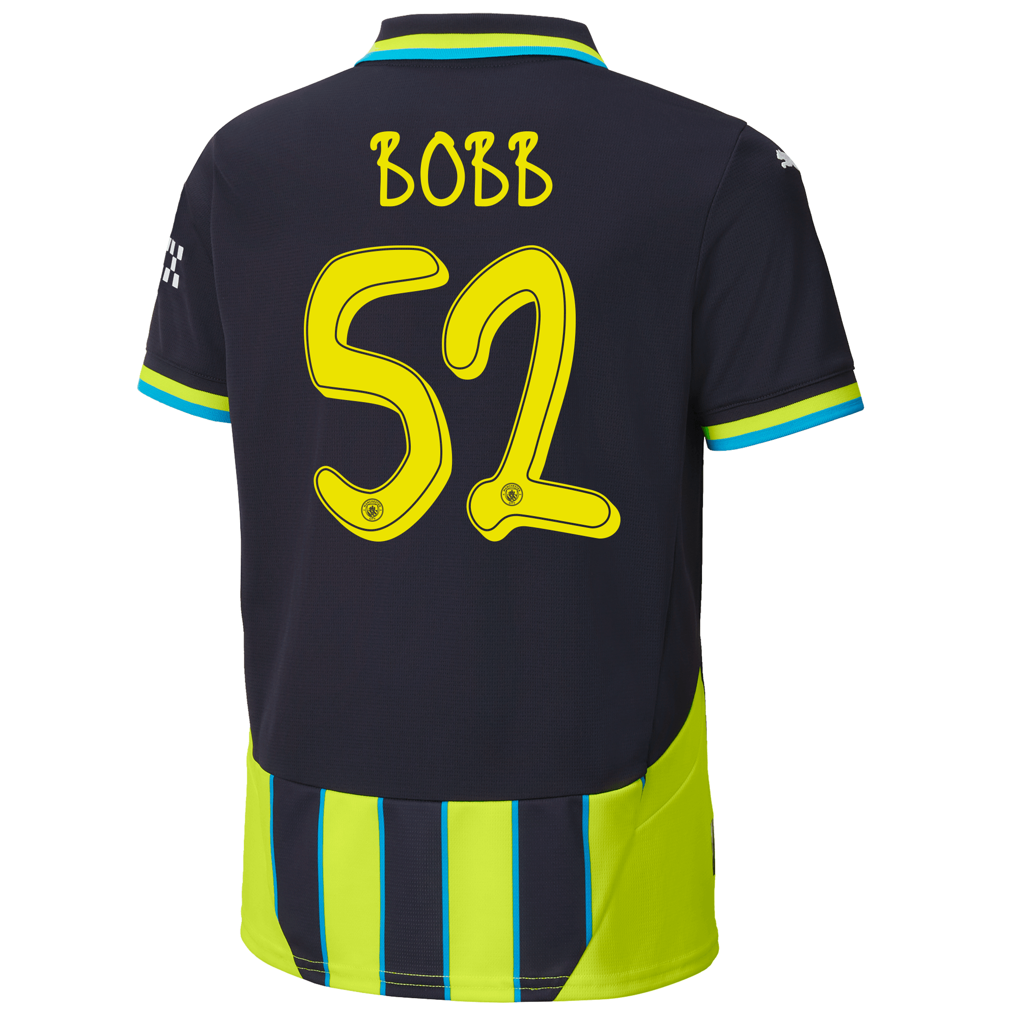 kids manchester city away jersey newnavy 202425 with bobb 52 printing | Offizieller Manchester City Store