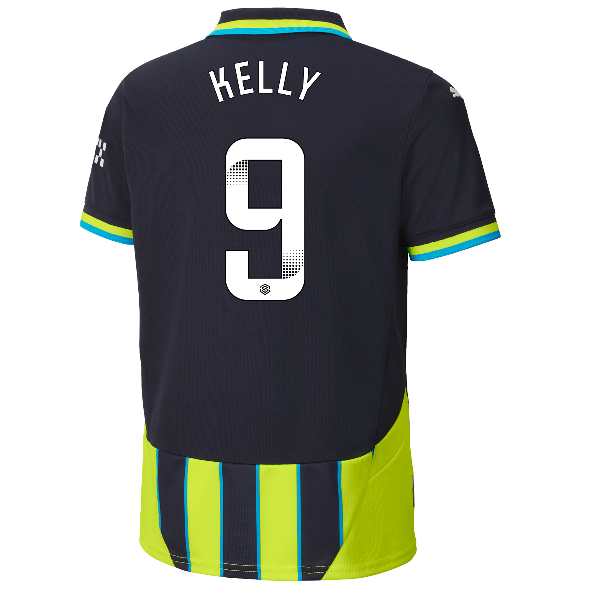 kids manchester city away jersey newnavy 202425 with kelly 9 printing | Offizieller Manchester City Store