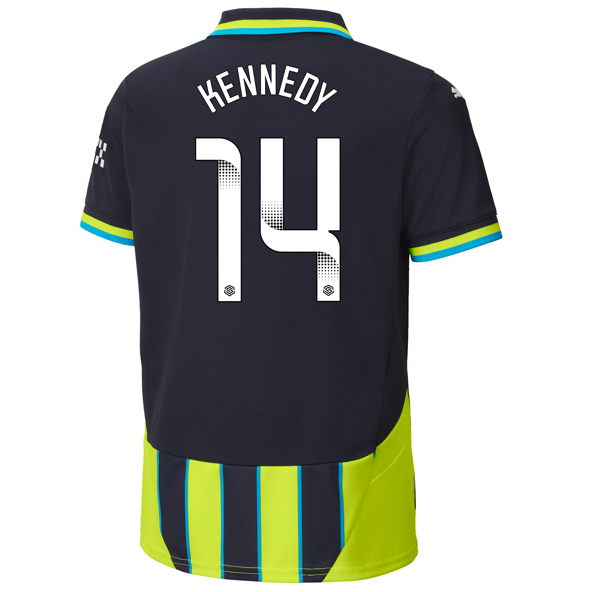 kids manchester city away jersey newnavy 202425 with kennedy 14 printing | Offizieller Manchester City Store