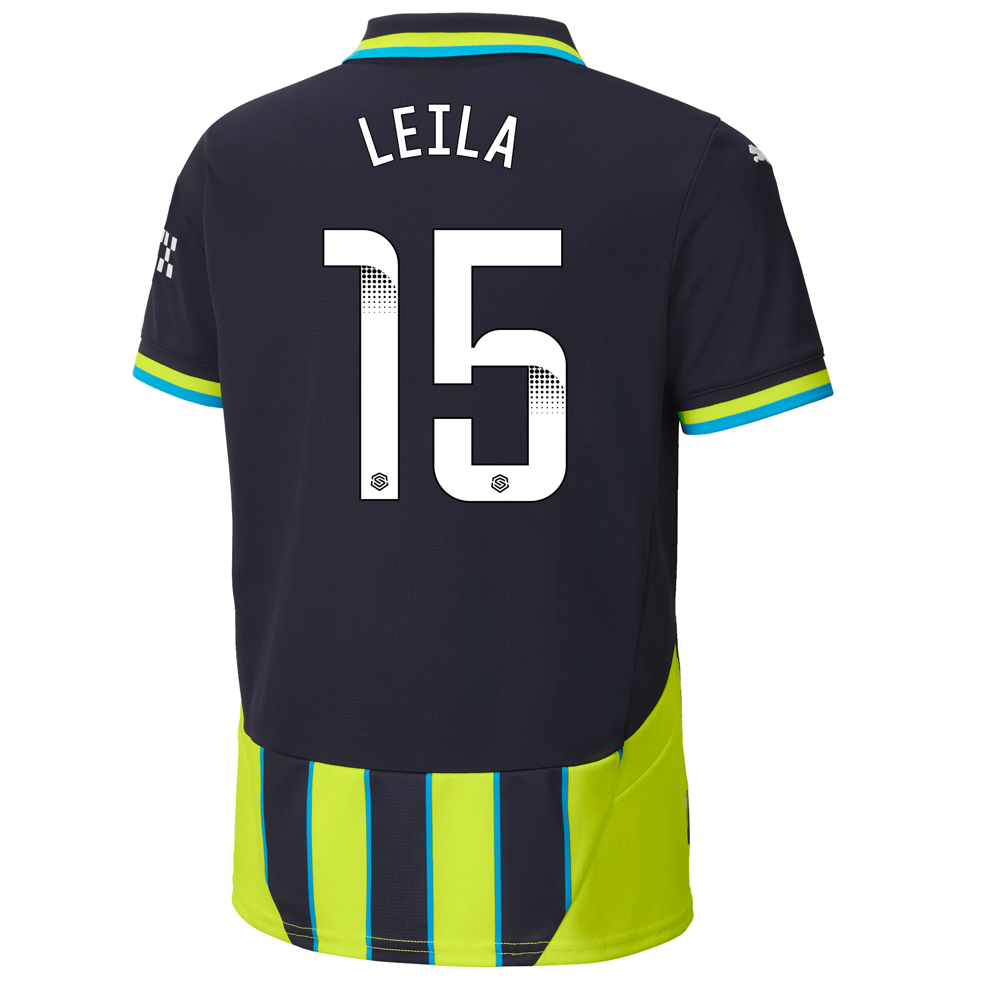 kids manchester city away jersey newnavy 202425 with leila 15 printing | Offizieller Manchester City Store