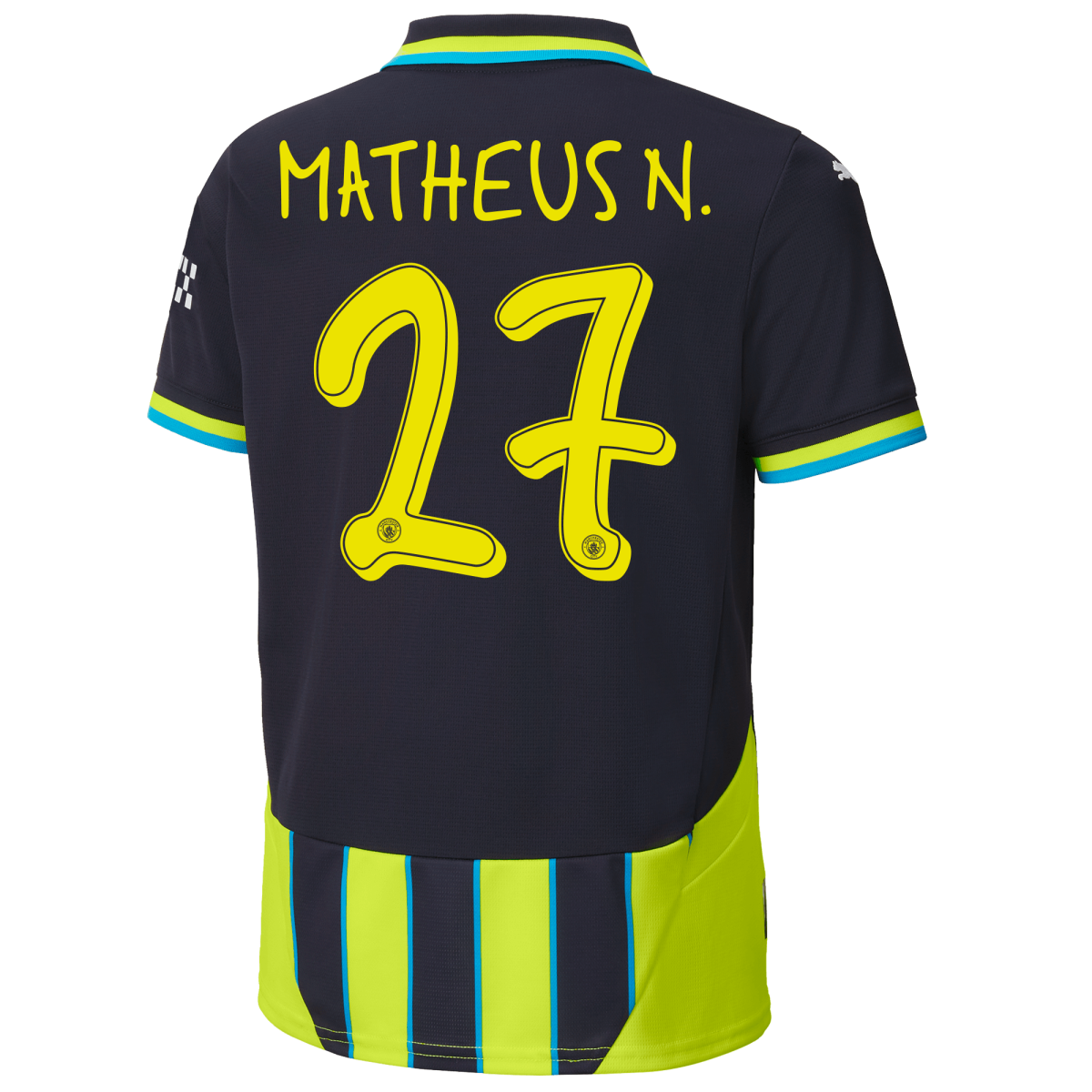kids manchester city away jersey newnavy 202425 with matheus n. 27 printing | Offizieller Manchester City Store