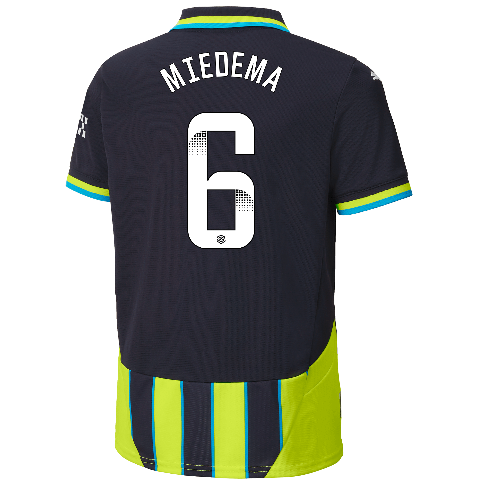 kids manchester city away jersey newnavy 202425 with miedema 6 printing | Offizieller Manchester City Store