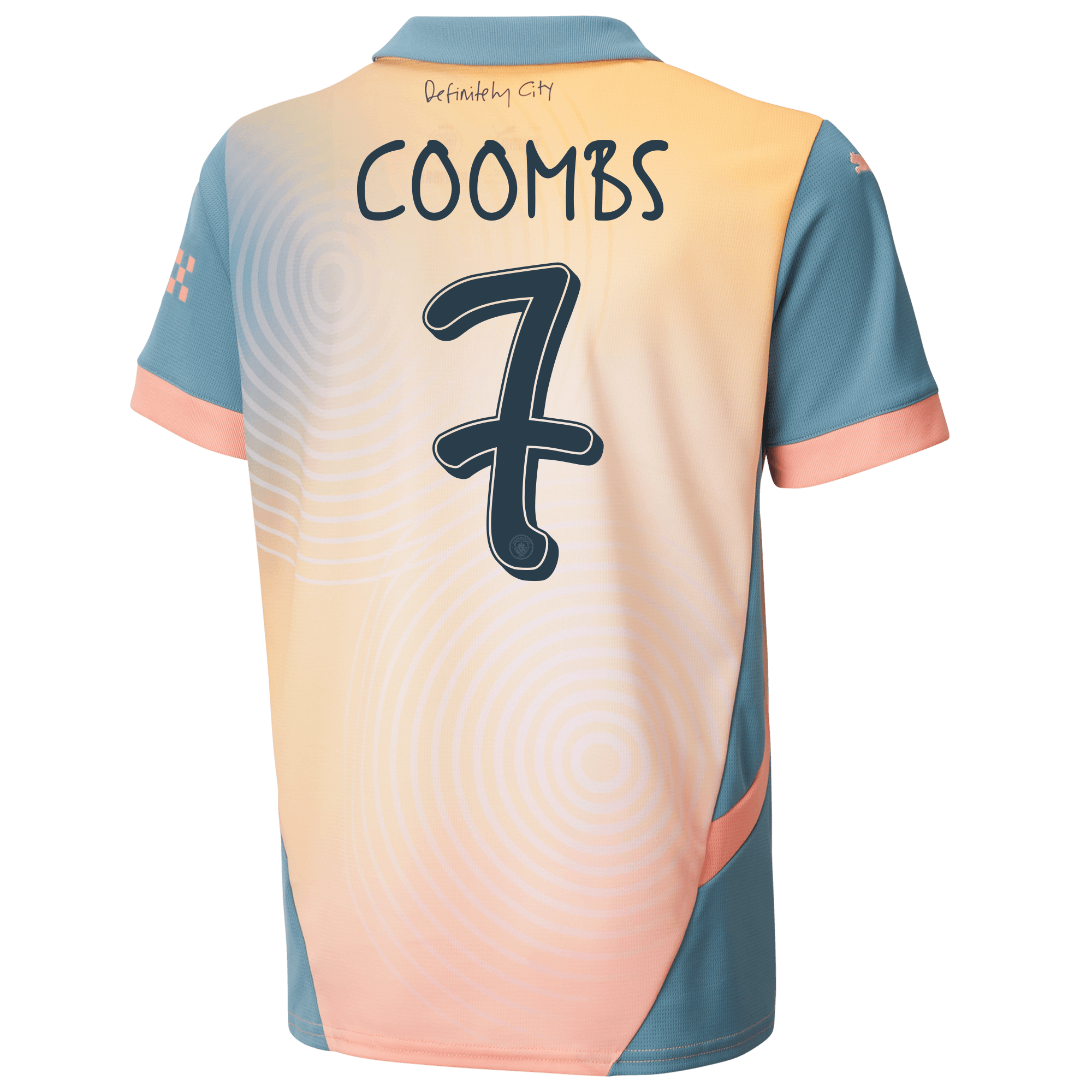 kids manchester city definitely city jersey pink 202425 with coombs 7 printing | Offizieller Manchester City Store