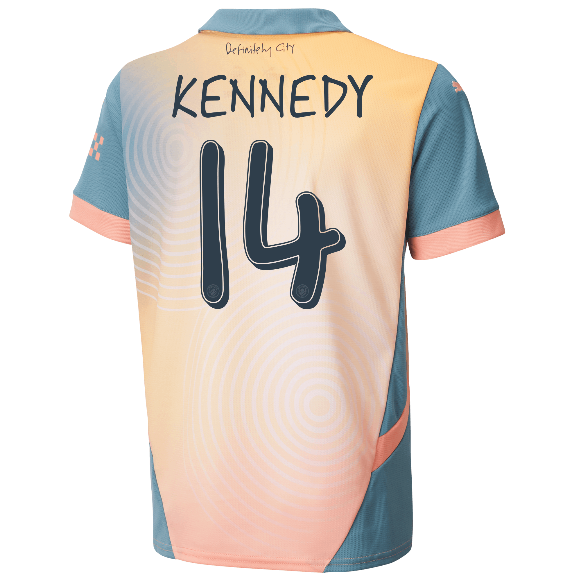 kids manchester city definitely city jersey pink 202425 with kennedy 14 printing | Offizieller Manchester City Store
