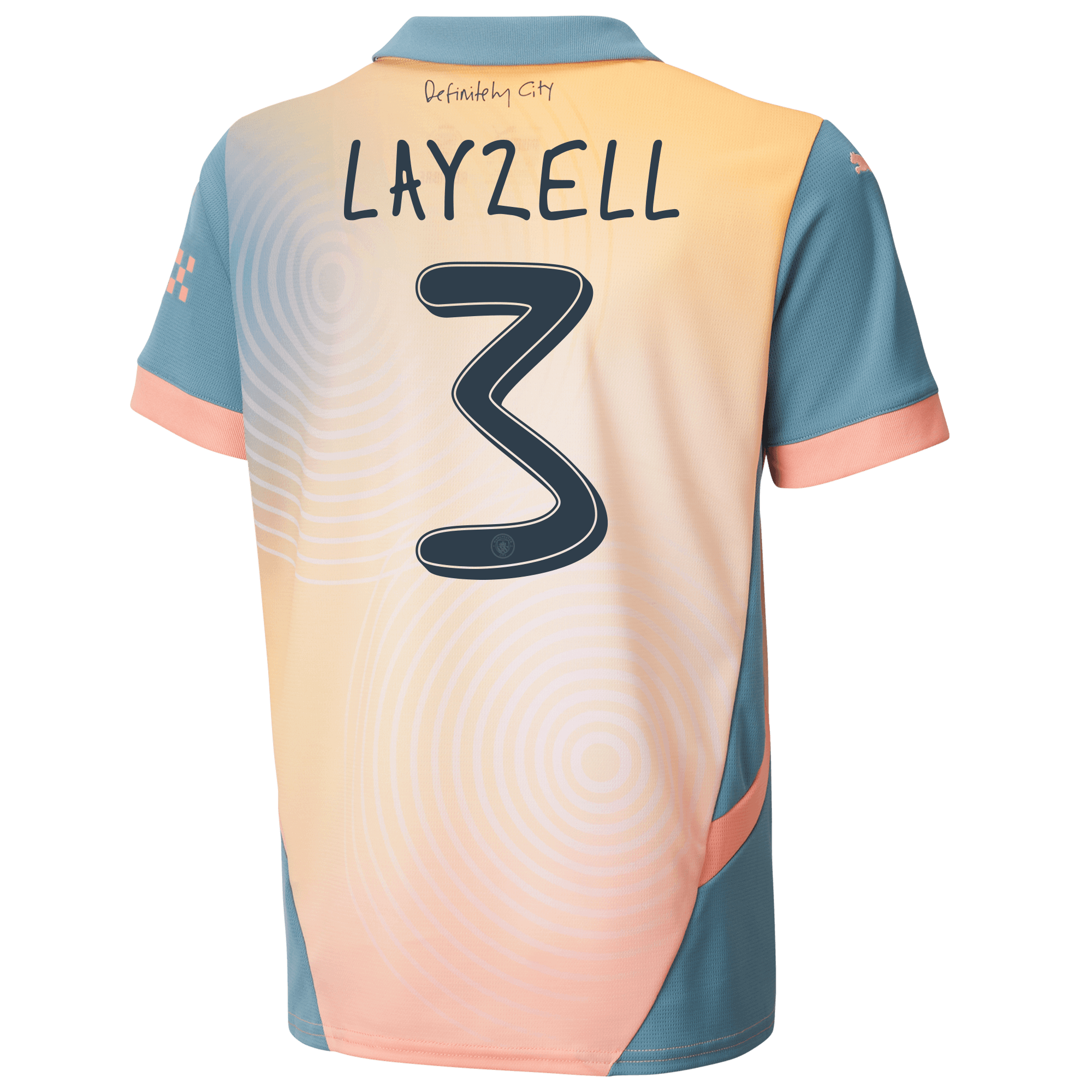 kids manchester city definitely city jersey pink 202425 with layzell 3 printing | Offizieller Manchester City Store