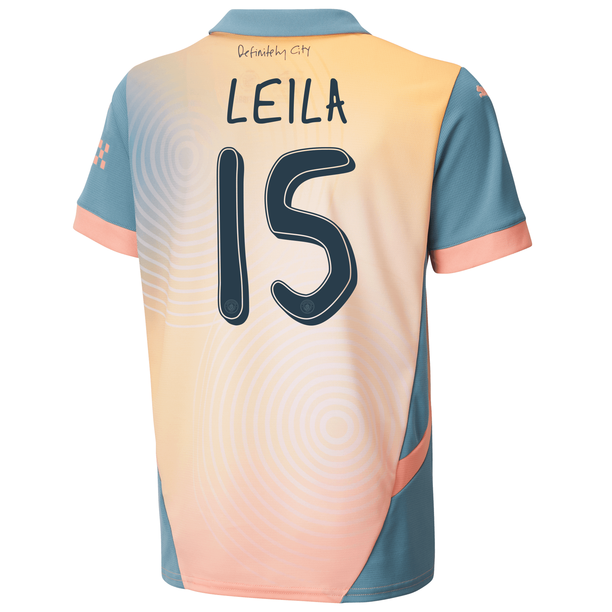 kids manchester city definitely city jersey pink 202425 with leila 15 printing | Offizieller Manchester City Store