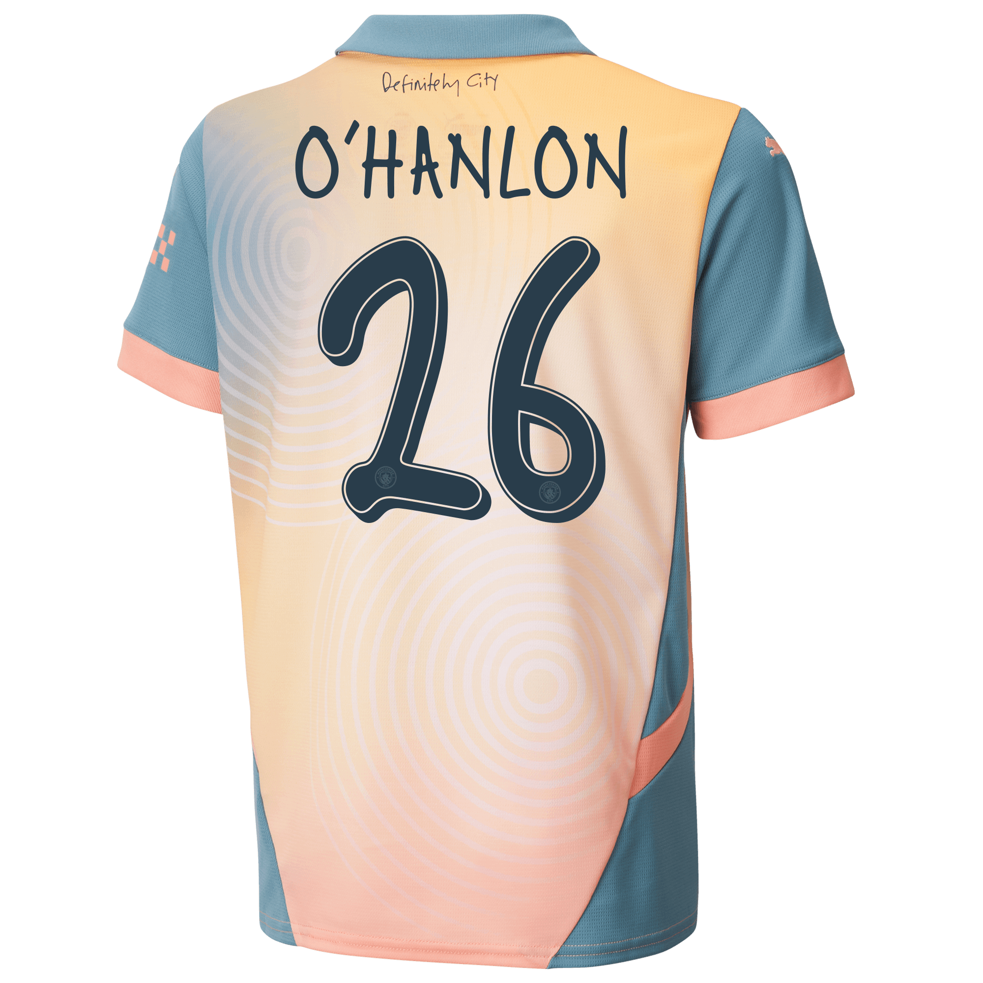 kids manchester city definitely city jersey pink 202425 with ohanlon 26 printing | Offizieller Manchester City Store