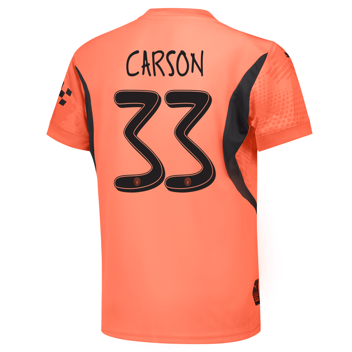 kids manchester city goalkeeper jersey orange-mancity 202425 with carson 33 printing | Offizieller Manchester City Store