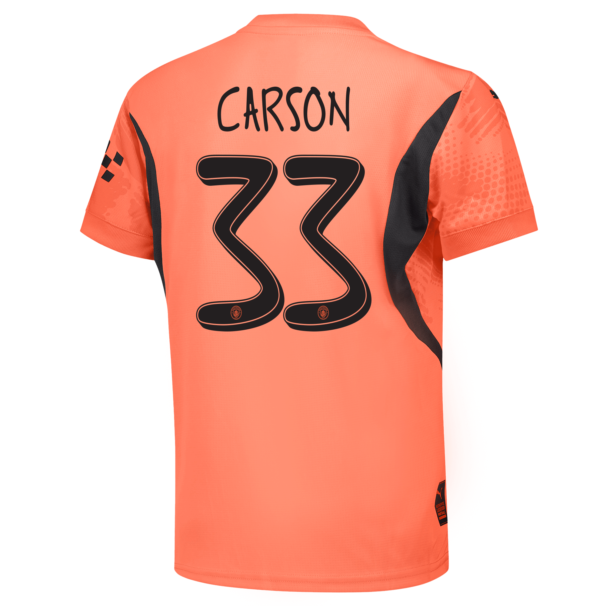 kids manchester city goalkeeper jersey orange-mancity 202425 with carson 33 printing | Offizieller Manchester City Store
