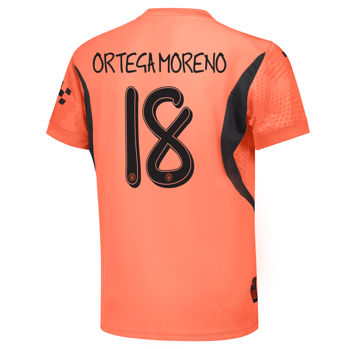 kids manchester city goalkeeper jersey orange-mancity 202425 with ortega moreno 18 printing | Offizieller Manchester City Store