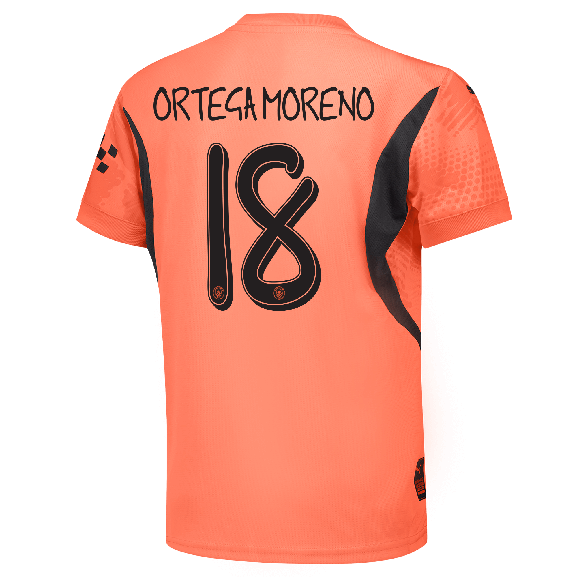 kids manchester city goalkeeper jersey orange-mancity 202425 with ortega moreno 18 printing | Offizieller Manchester City Store