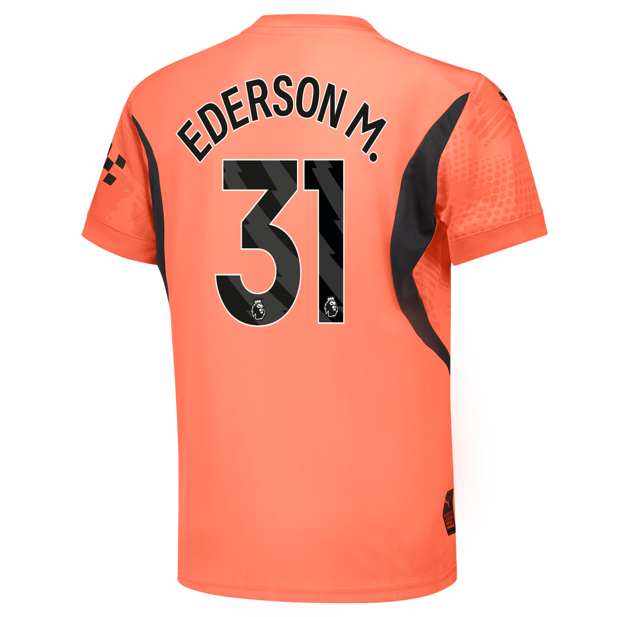 kids manchester city goalkeeper jersey orange-premierleague 202425 with ederson m. 31 printing | Offizieller Manchester City Store