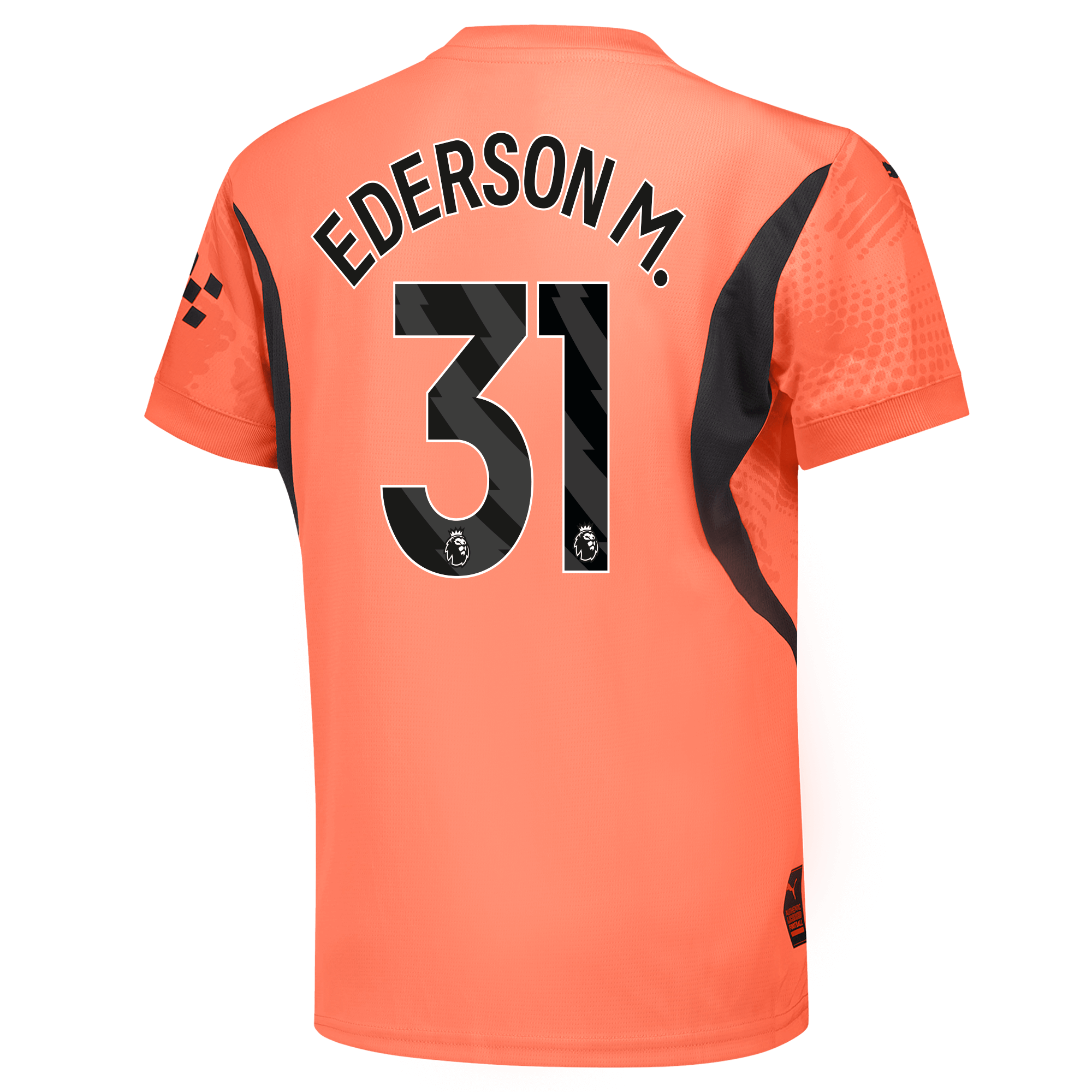 kids manchester city goalkeeper jersey orange-premierleague 202425 with ederson m. 31 printing | Offizieller Manchester City Store