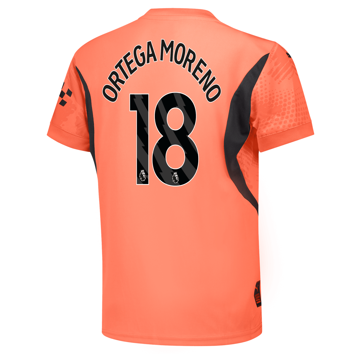 kids manchester city goalkeeper jersey orange-premierleague 202425 with ortega moreno 18 printing | Offizieller Manchester City Store