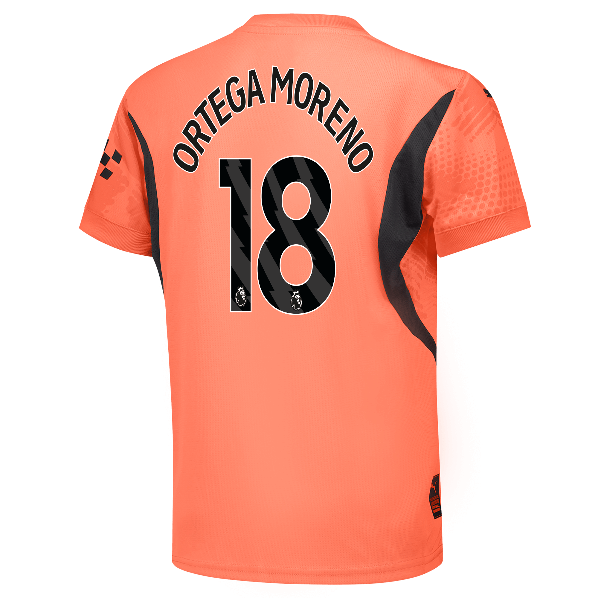 kids manchester city goalkeeper jersey orange-premierleague 202425 with ortega moreno 18 printing | Offizieller Manchester City Store