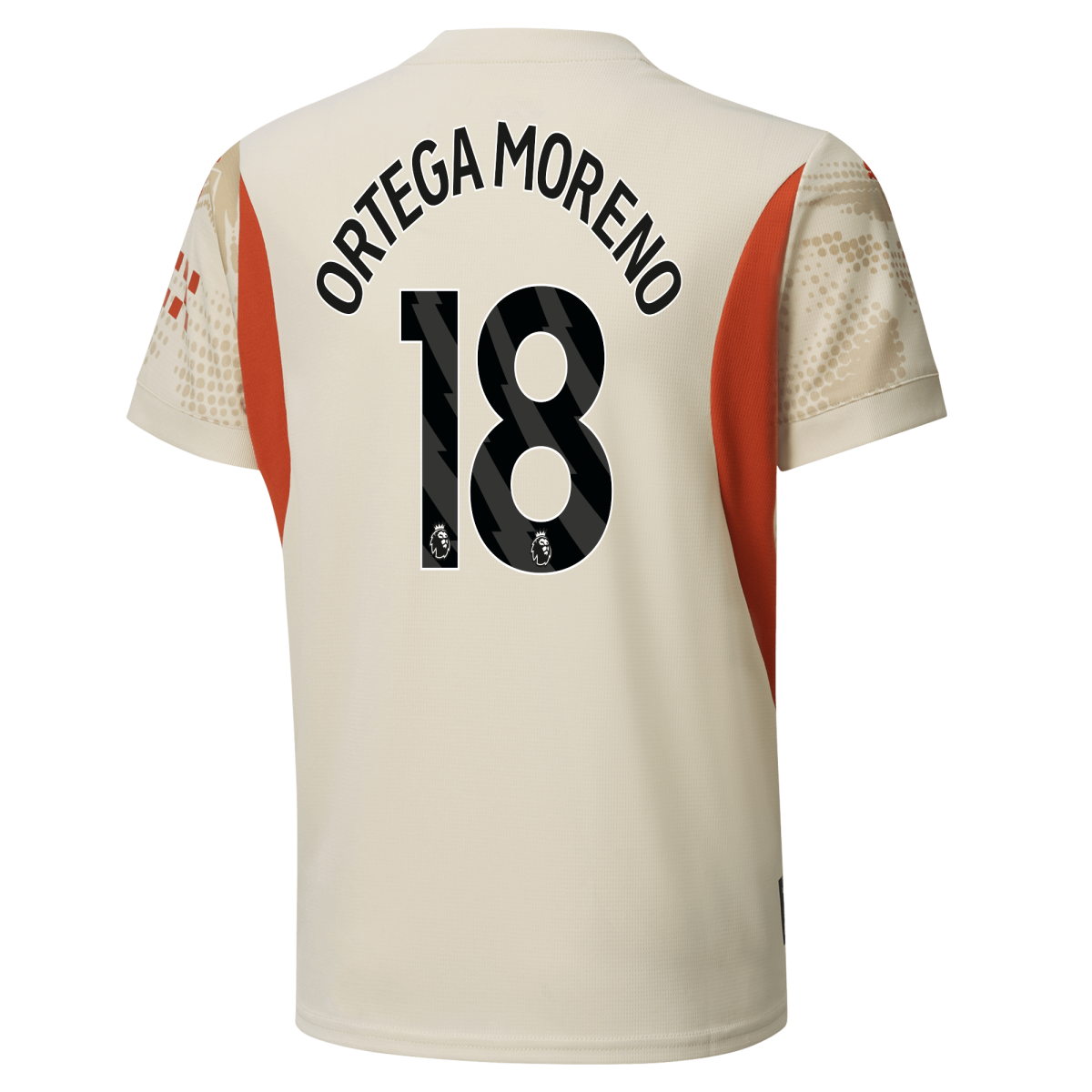 kids manchester city goalkeeper jersey white-premierleague 202425 with ortega moreno 18 printing | Offizieller Manchester City Store
