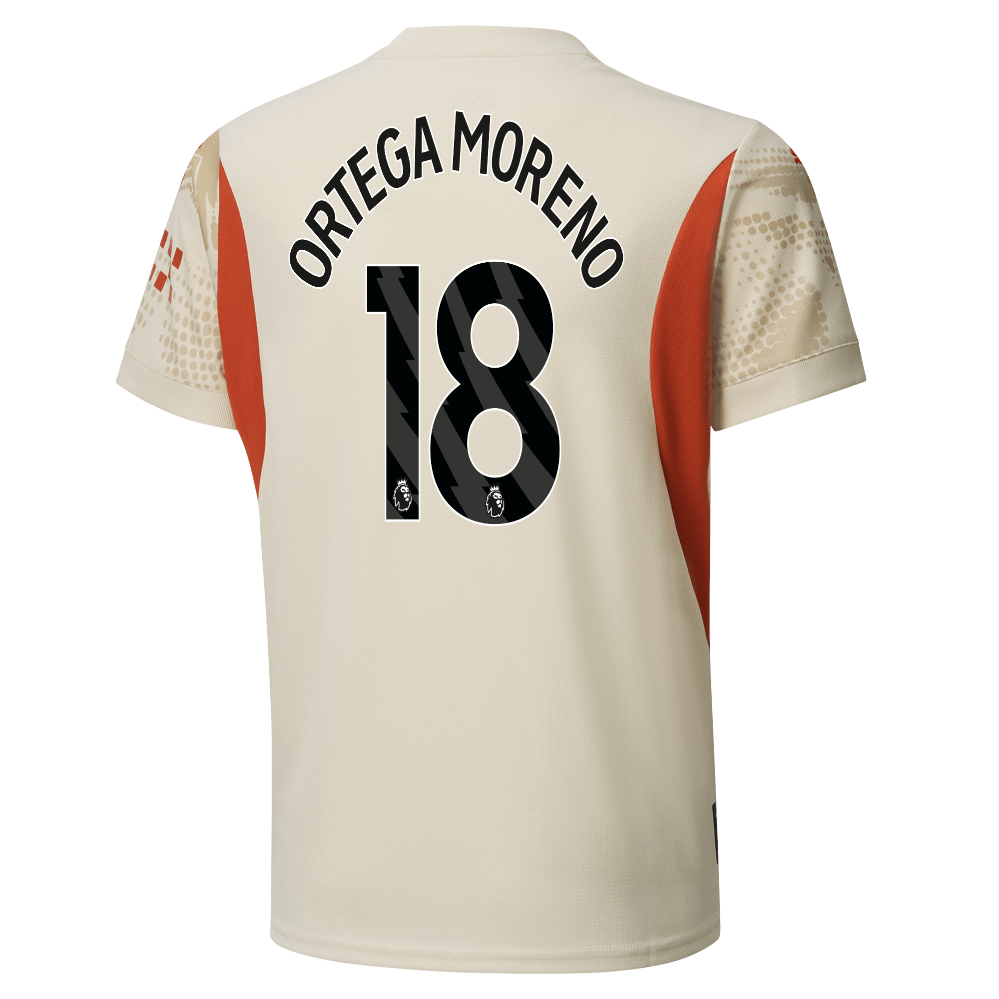 kids manchester city goalkeeper jersey white-premierleague 202425 with ortega moreno 18 printing | Offizieller Manchester City Store