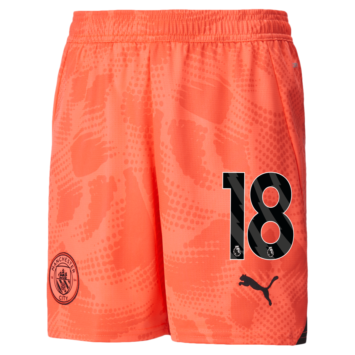 kids manchester city goalkeeper shorts orange 202425 with 18 | Offizieller Manchester City Store
