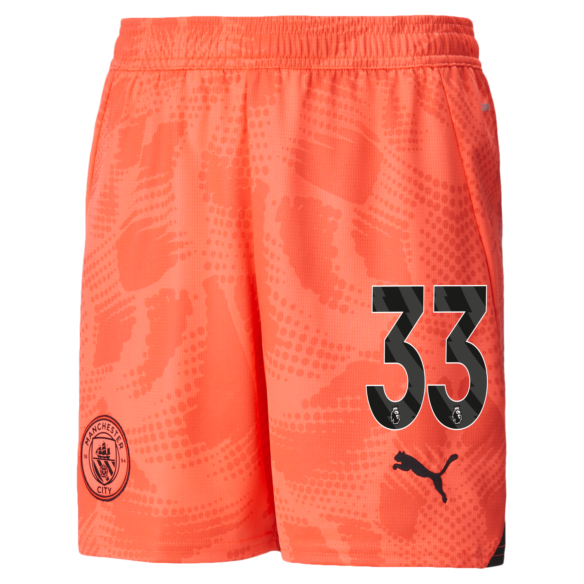 kids manchester city goalkeeper shorts orange 202425 with 33 | Offizieller Manchester City Store