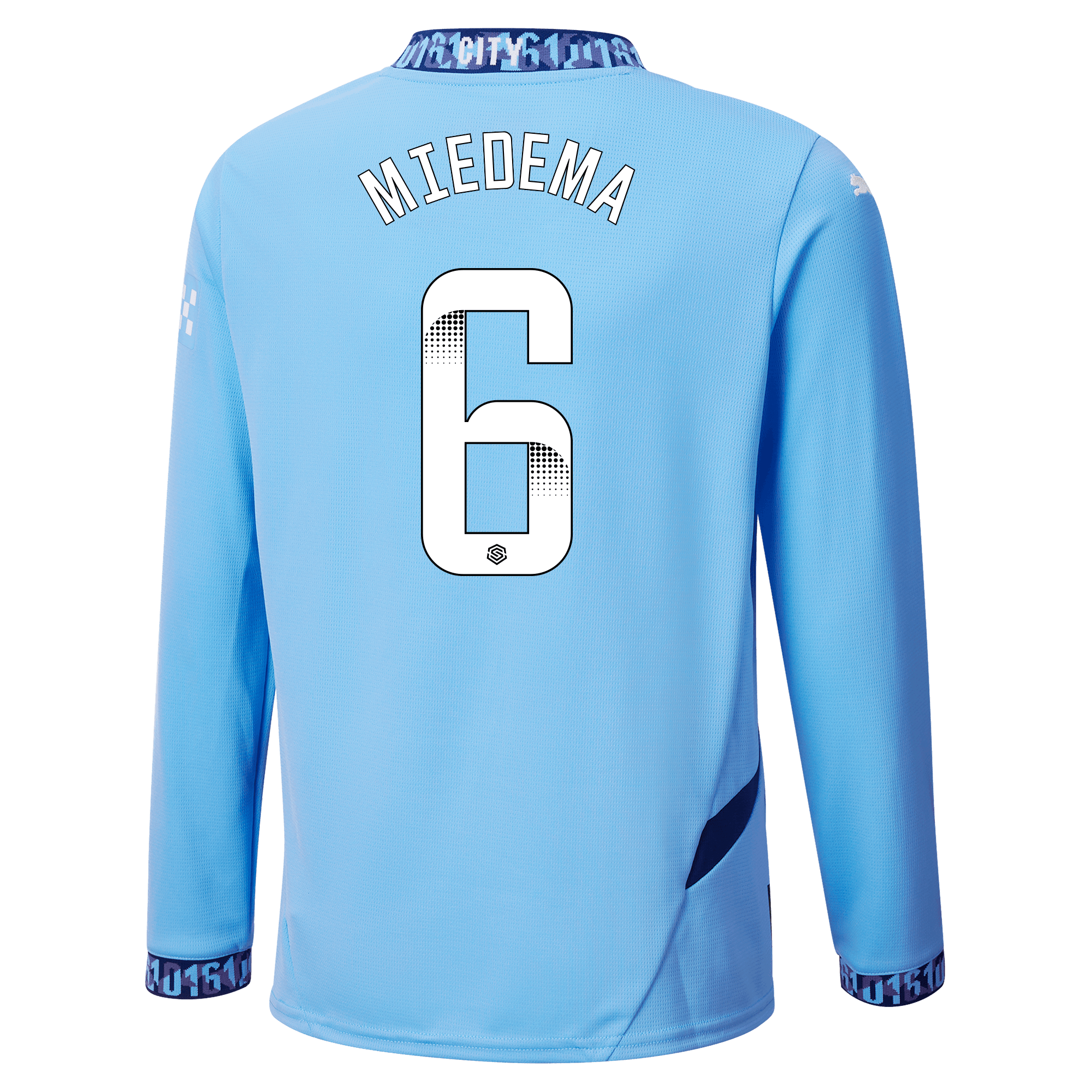 kids manchester city home jersey teamlightblue 202425 long sleeve with miedema 6 printing | Offizieller Manchester City Store