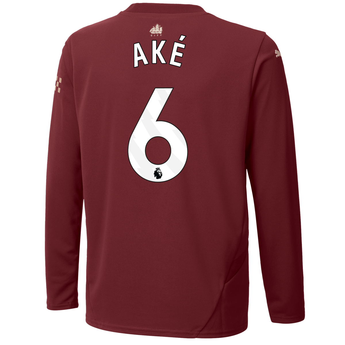 kids manchester city third jersey burgundy 202425 long sleeve with akÉ 6 printing | Offizieller Manchester City Store