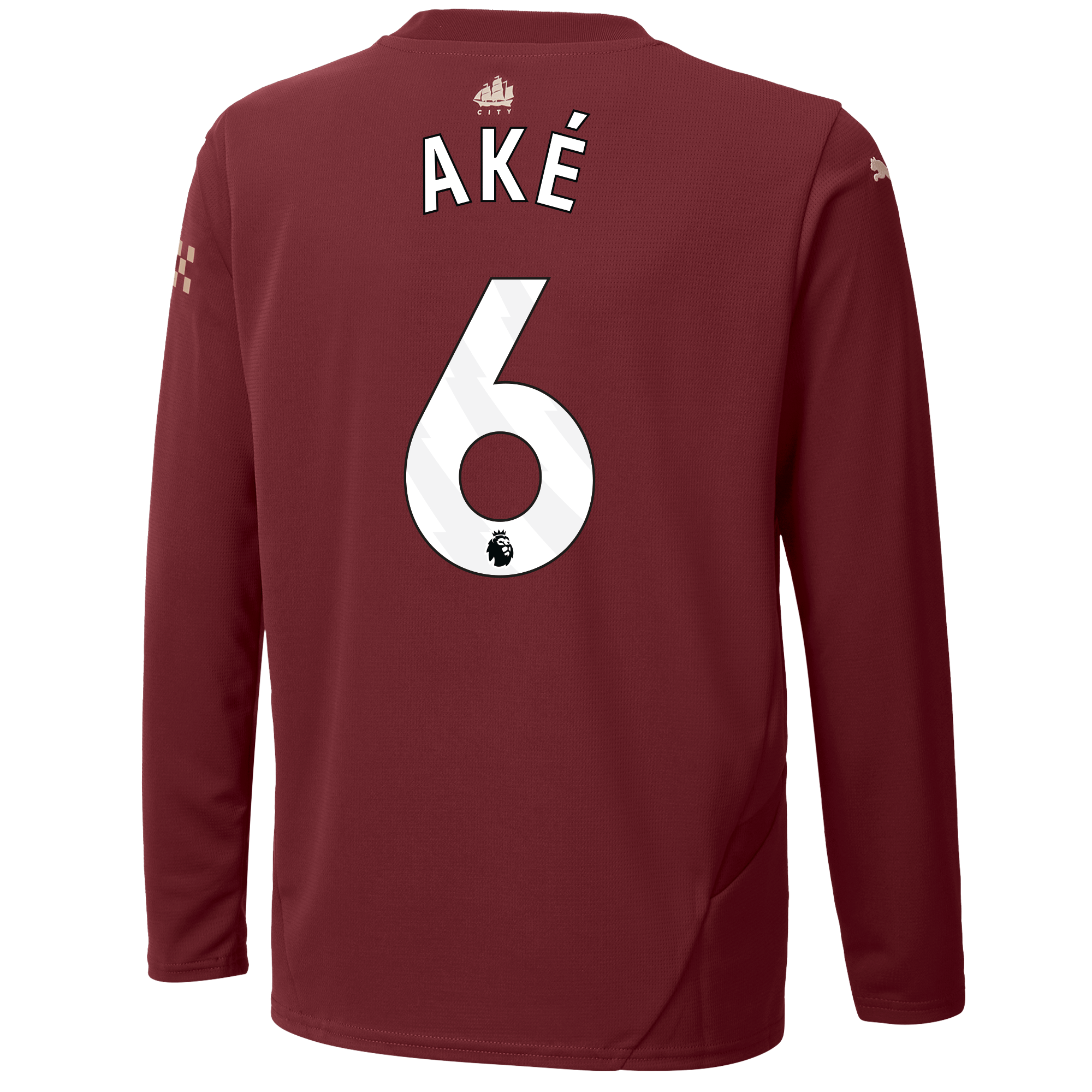 kids manchester city third jersey burgundy 202425 long sleeve with akÉ 6 printing | Offizieller Manchester City Store