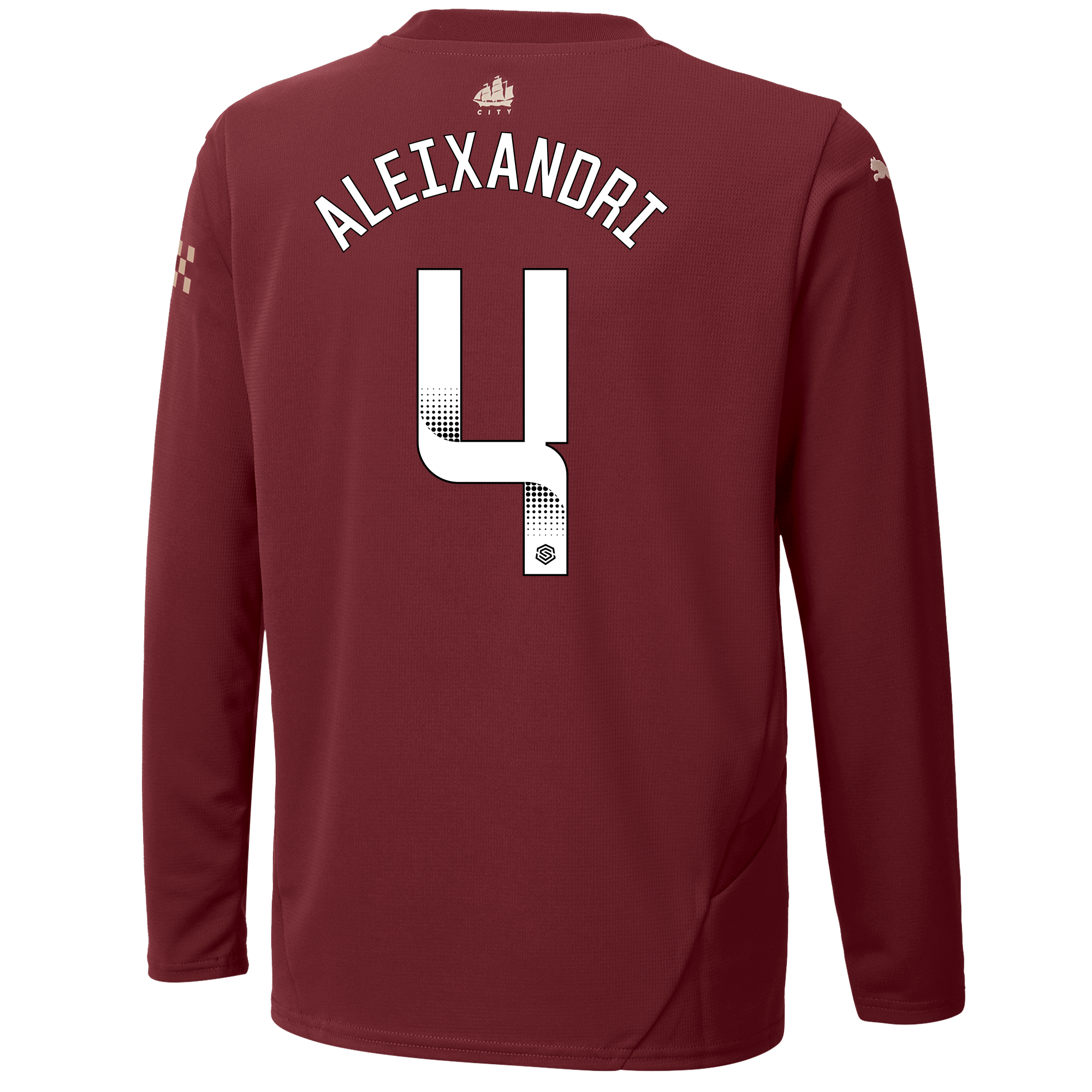 kids manchester city third jersey burgundy 202425 long sleeve with aleixandri 4 printing | Offizieller Manchester City Store