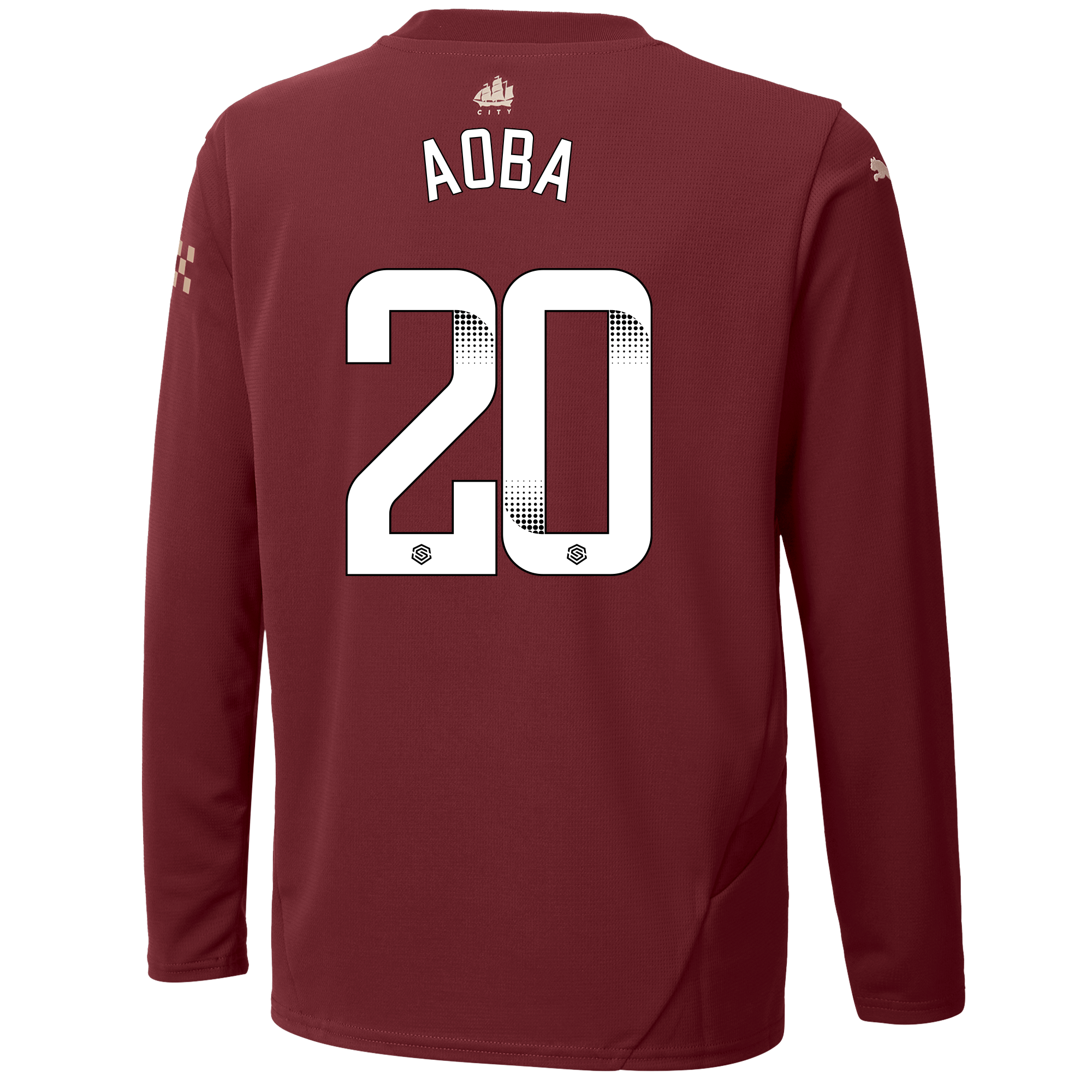 kids manchester city third jersey burgundy 202425 long sleeve with aoba 20 printing | Offizieller Manchester City Store