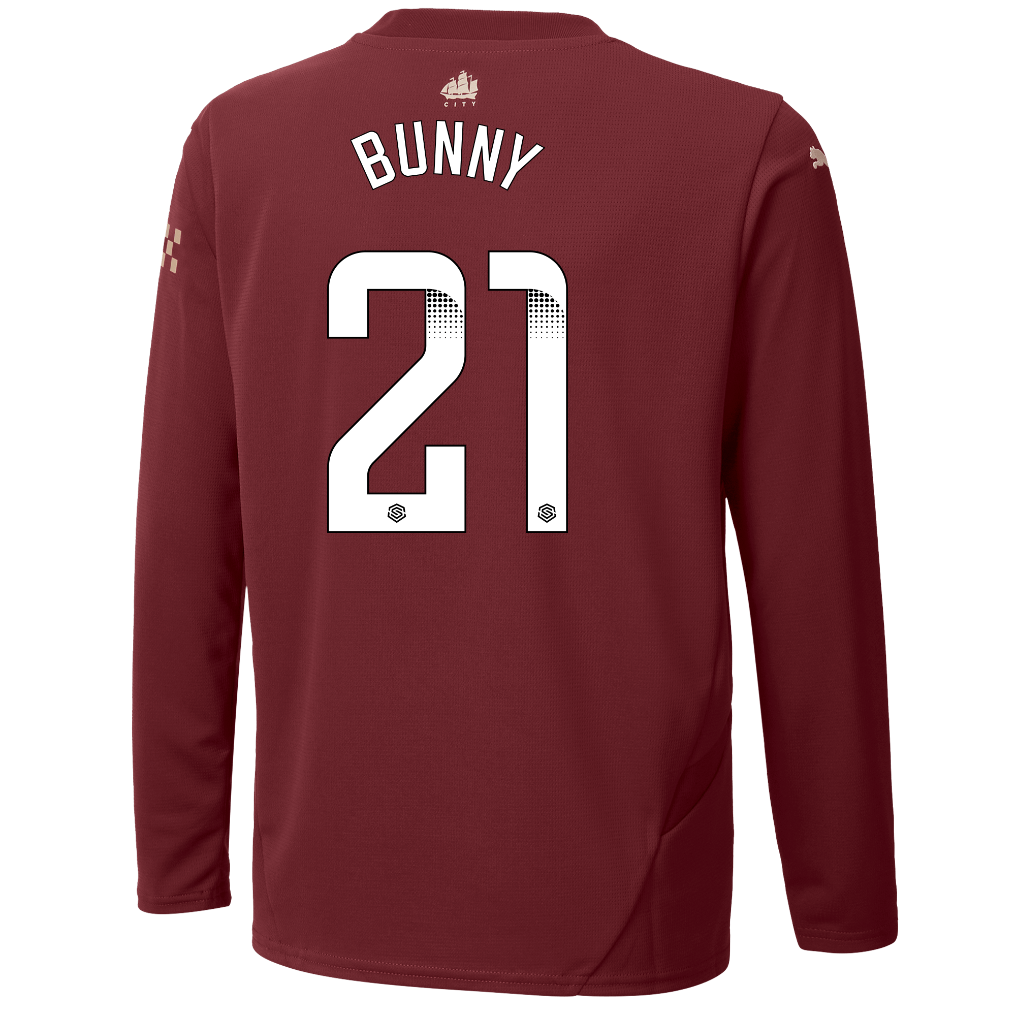kids manchester city third jersey burgundy 202425 long sleeve with bunny 21 printing | Offizieller Manchester City Store