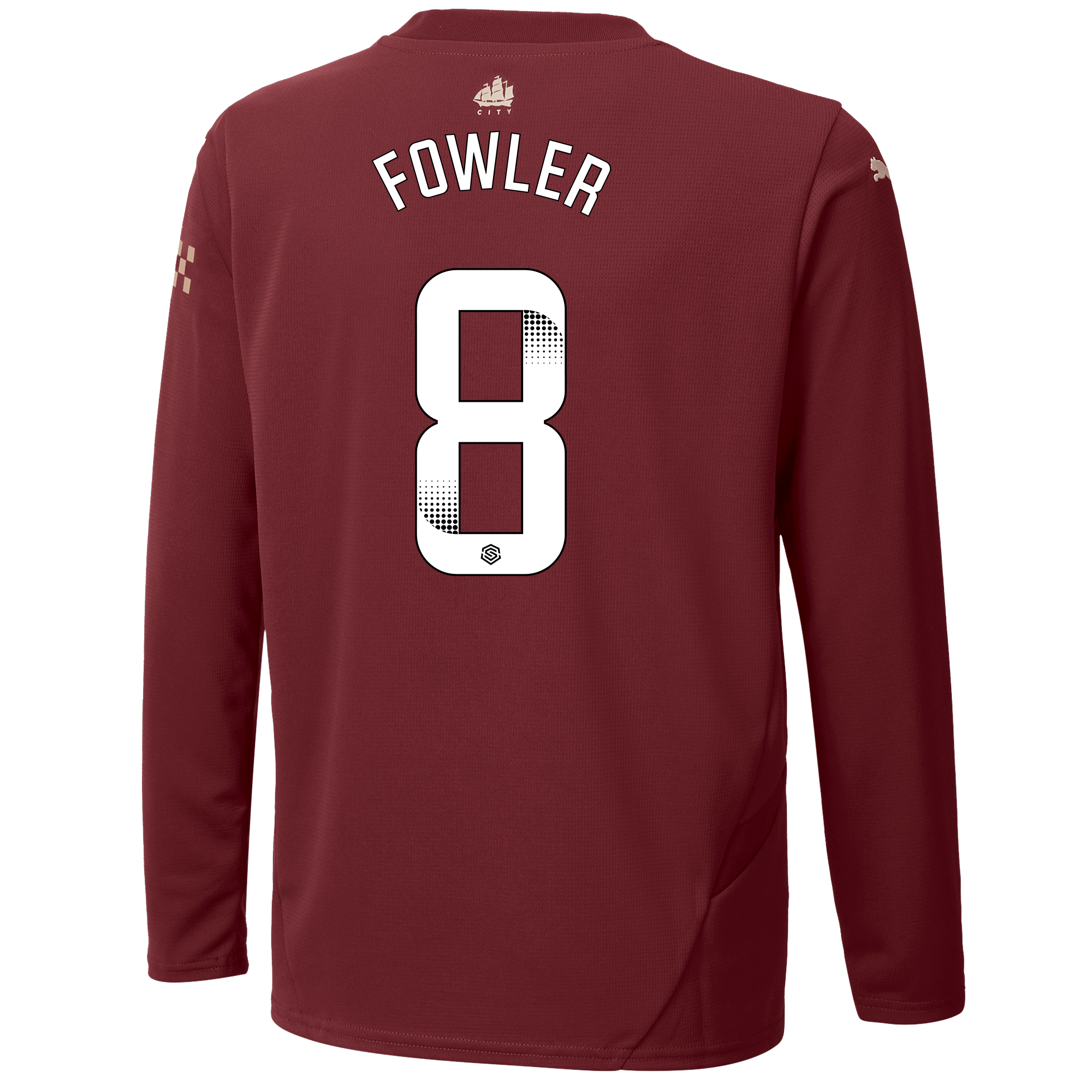 kids manchester city third jersey burgundy 202425 long sleeve with fowler 8 printing | Offizieller Manchester City Store