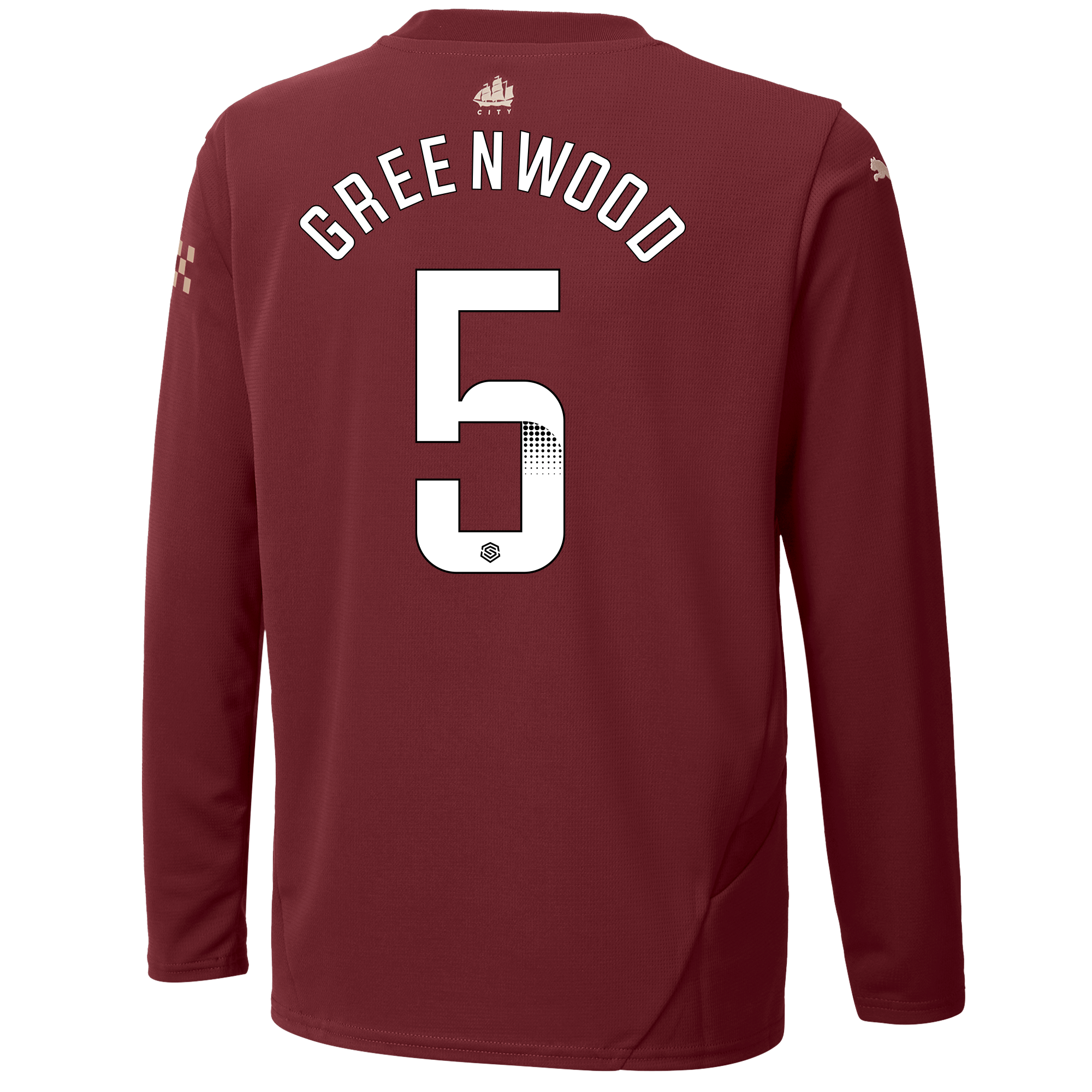 kids manchester city third jersey burgundy 202425 long sleeve with greenwood 5 printing | Offizieller Manchester City Store