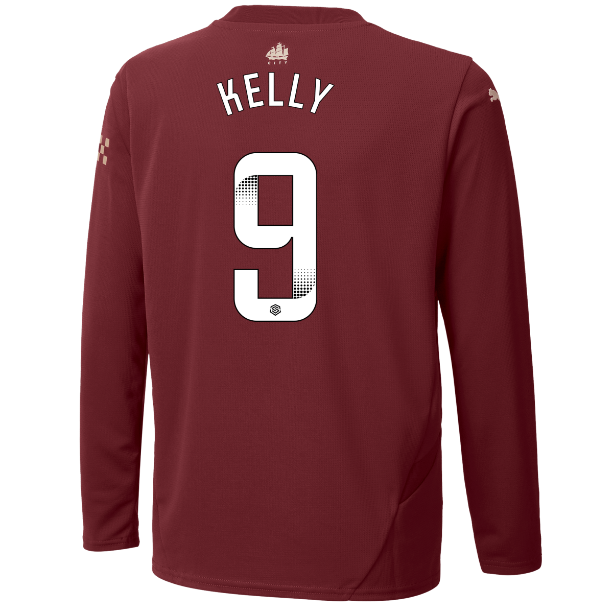 kids manchester city third jersey burgundy 202425 long sleeve with kelly 9 printing | Offizieller Manchester City Store