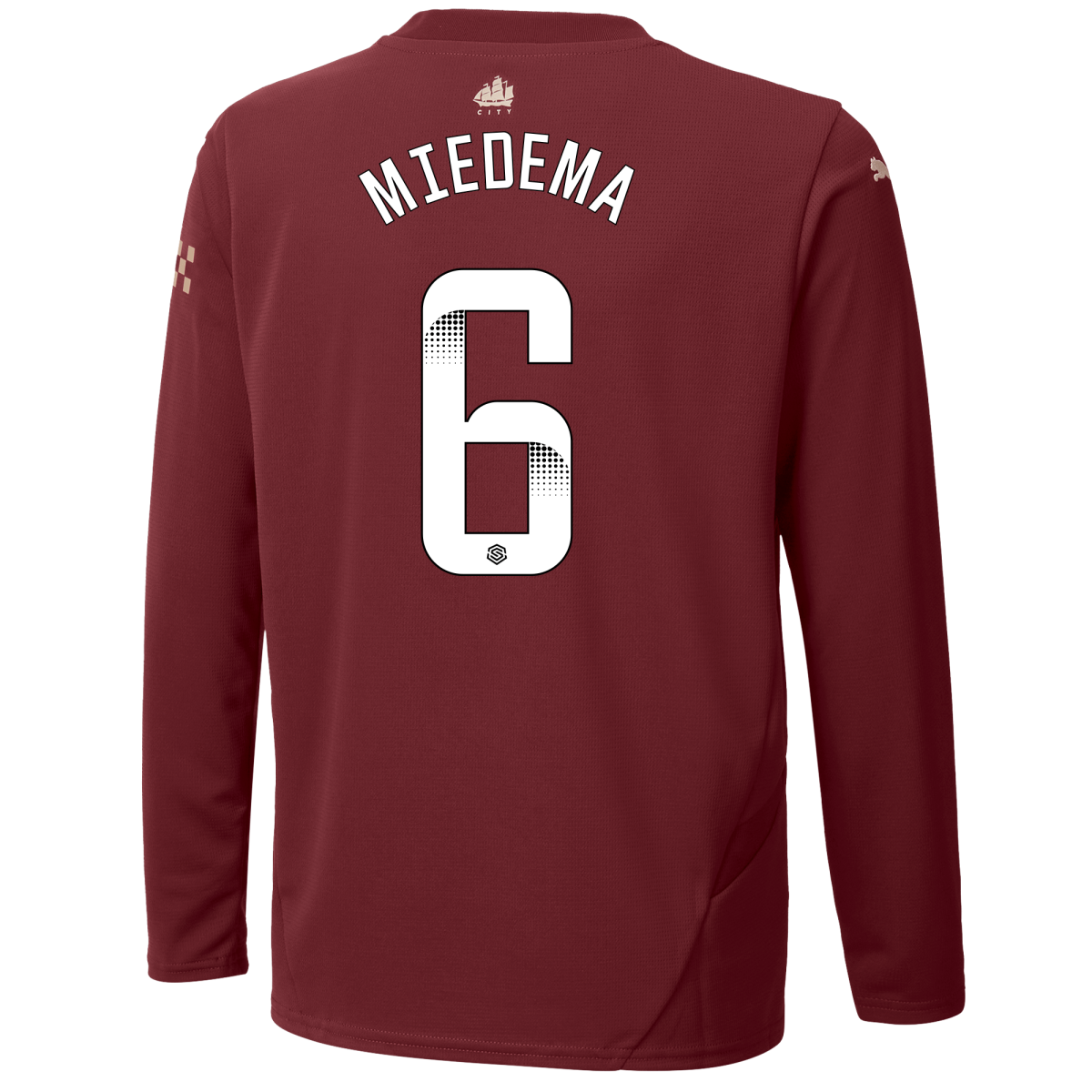 kids manchester city third jersey burgundy 202425 long sleeve with miedema 6 printing | Offizieller Manchester City Store