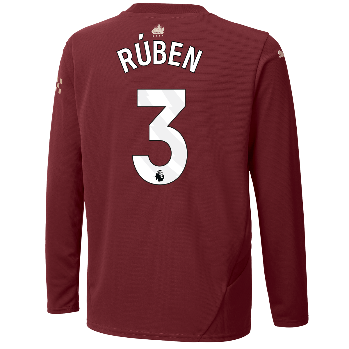 kids manchester city third jersey burgundy 202425 long sleeve with rÚben 3 printing | Offizieller Manchester City Store