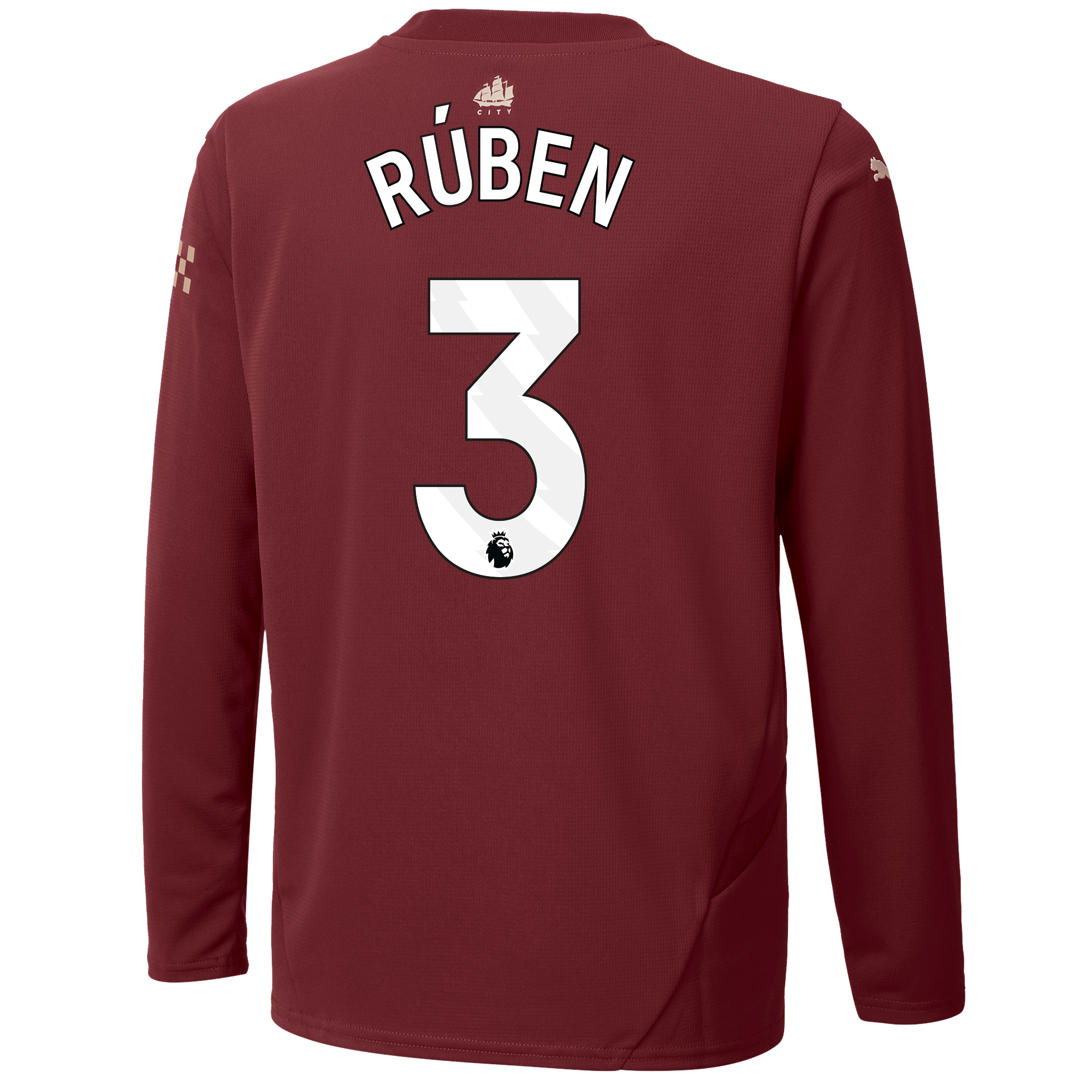 kids manchester city third jersey burgundy 202425 long sleeve with rÚben 3 printing | Offizieller Manchester City Store
